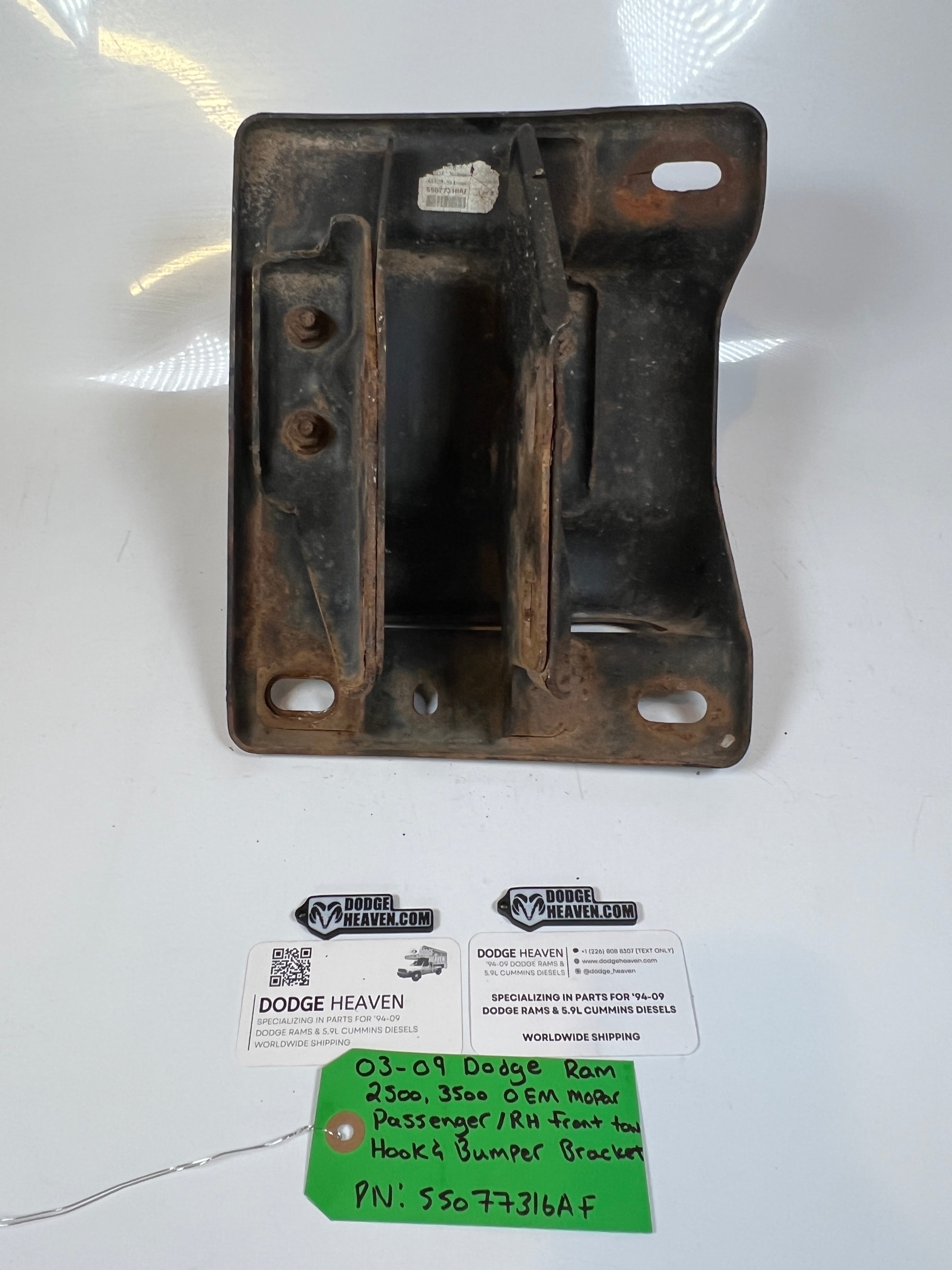 2003-2009 Dodge Ram 2500 3500 Passenger Front bumper Bracket W Tow Hook