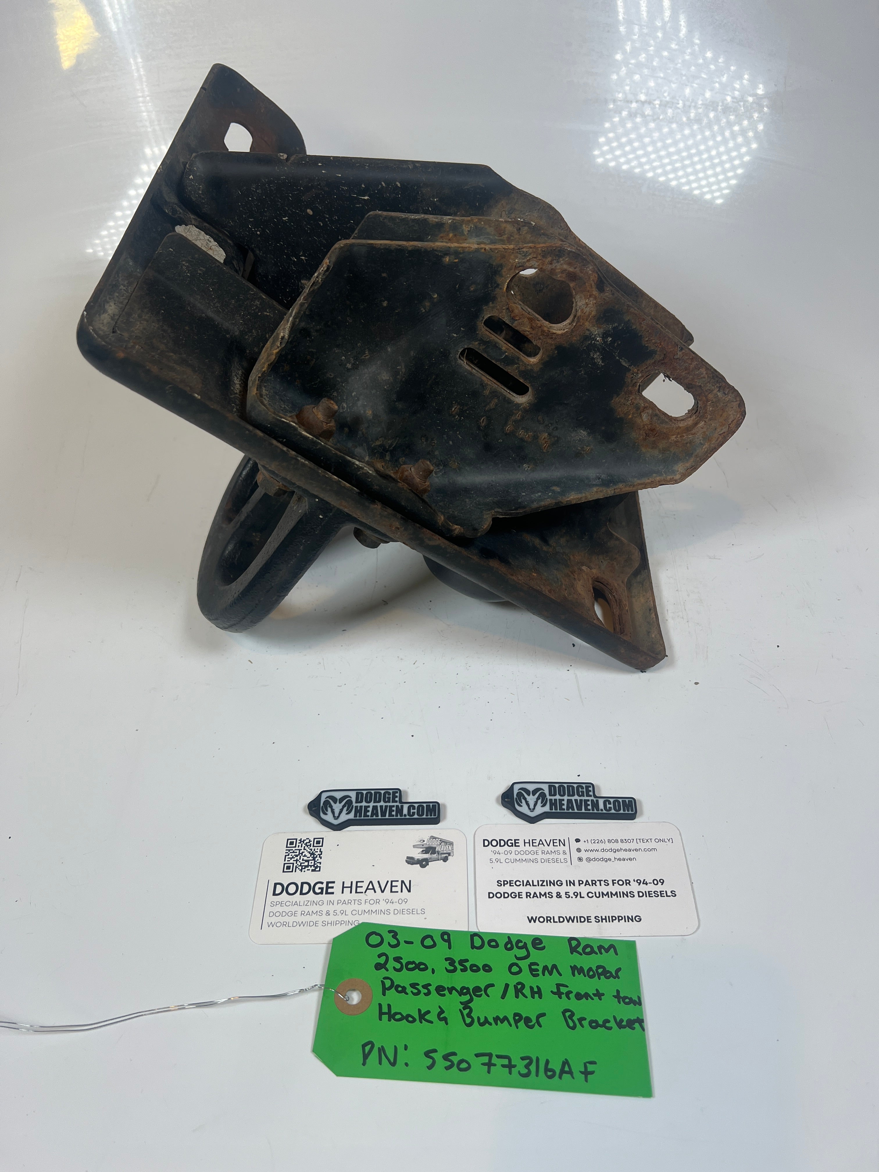 2003-2009 Dodge Ram 2500 3500 Passenger Front bumper Bracket W Tow Hook
