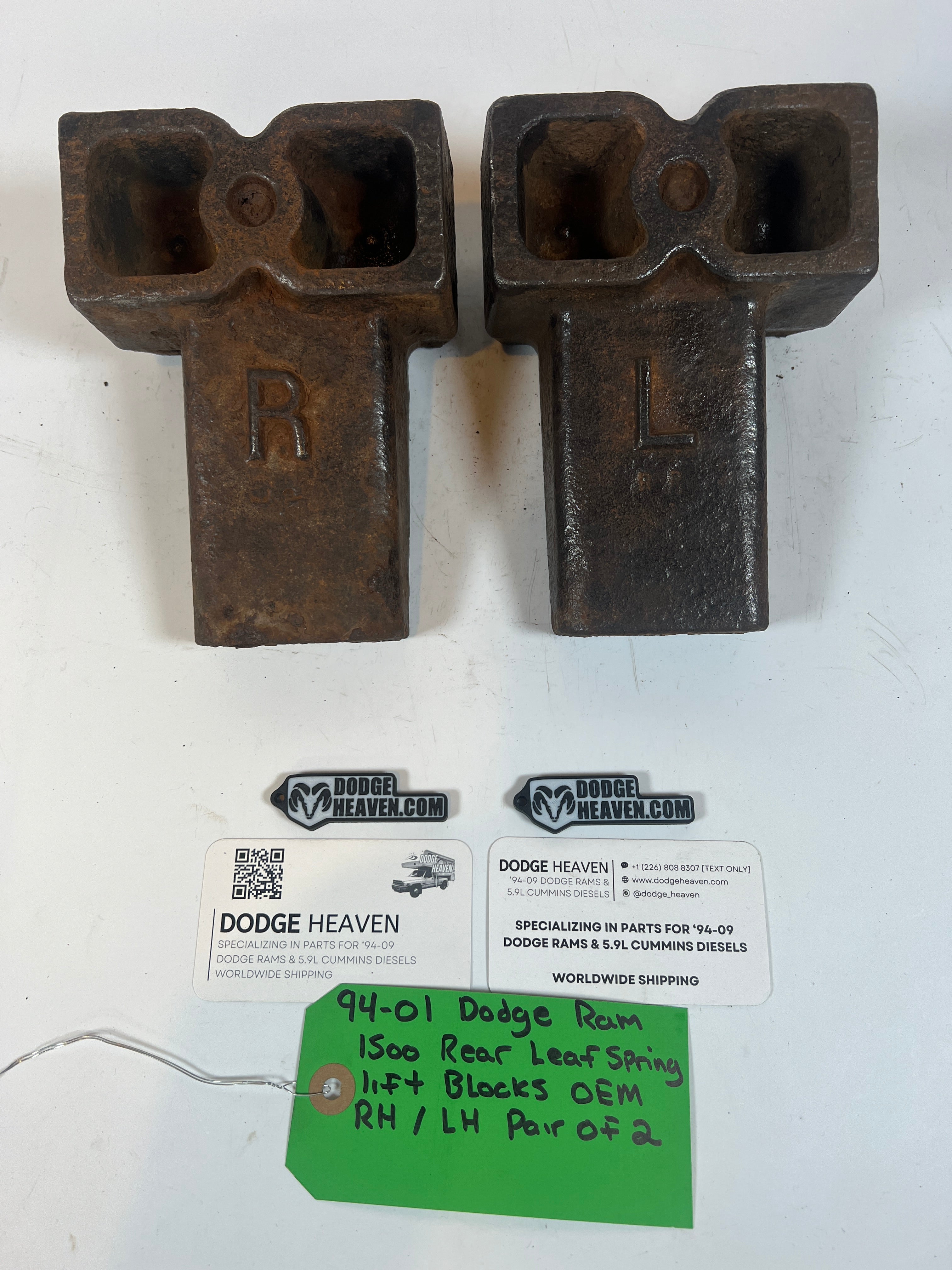 1994-2001 Dodge Ram 1500 Rear Leaf Spring Driver & Passenger Lift Block Set