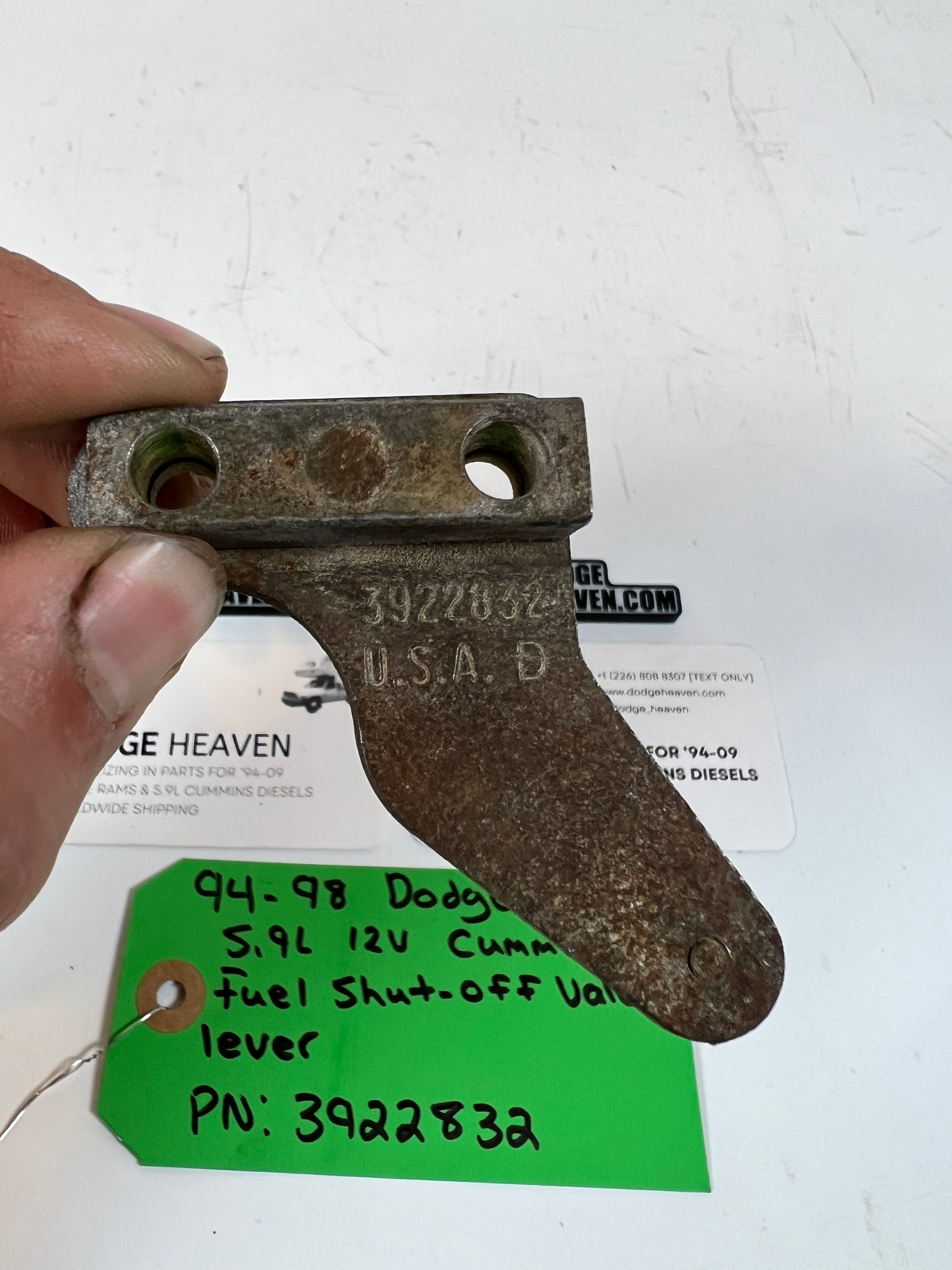 1994-1998 P7100 5.9L Cummins P Pump Fuel Shut Off Valve Lever