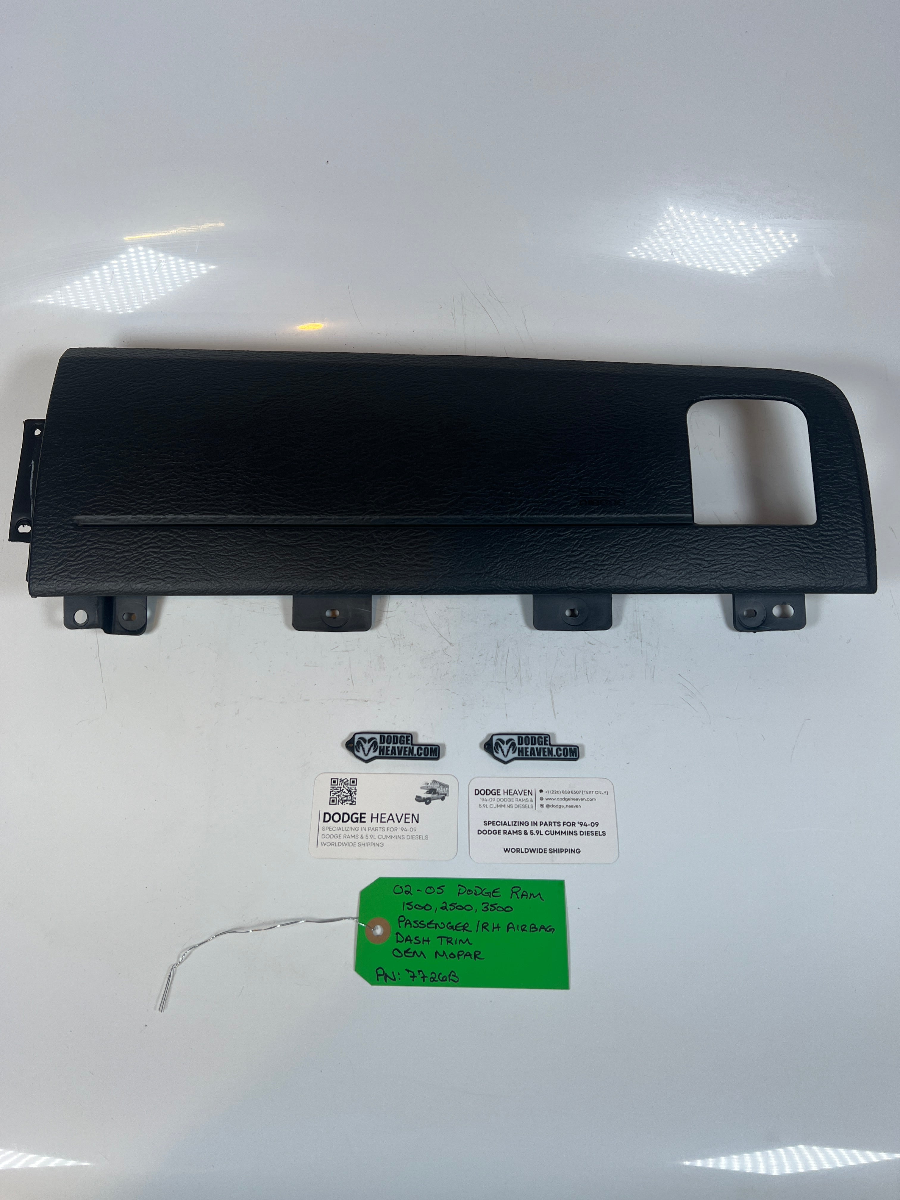 2002-2005 Dodge Ram 1500-3500 Passenger Dash Board Air Bag Trim Dark Grey