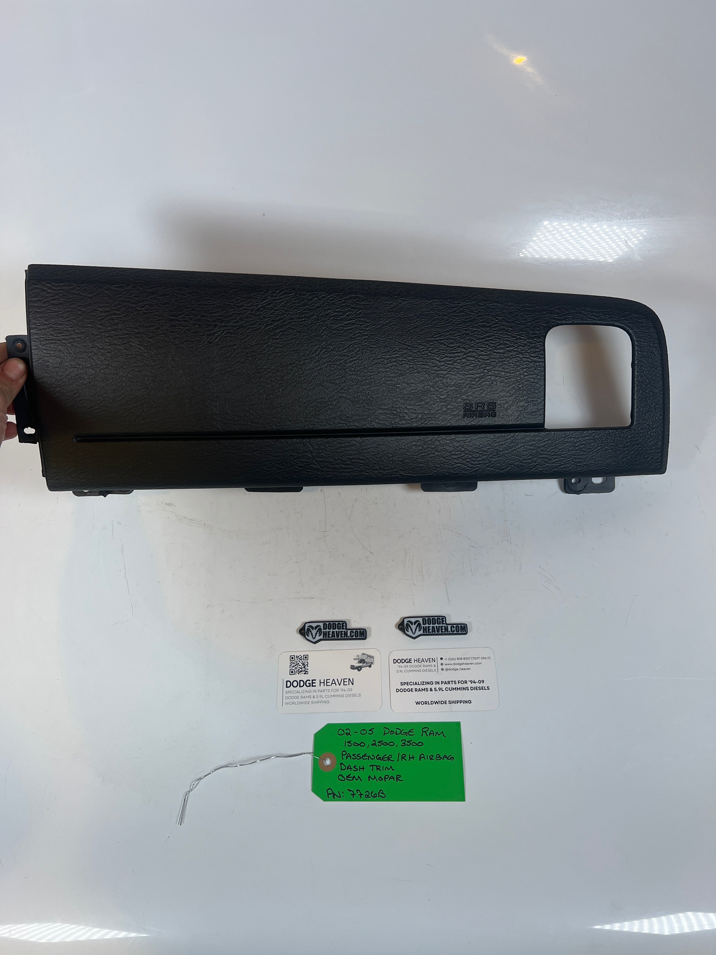 2002-2005 Dodge Ram 1500-3500 Passenger Dash Board Air Bag Trim Dark Grey