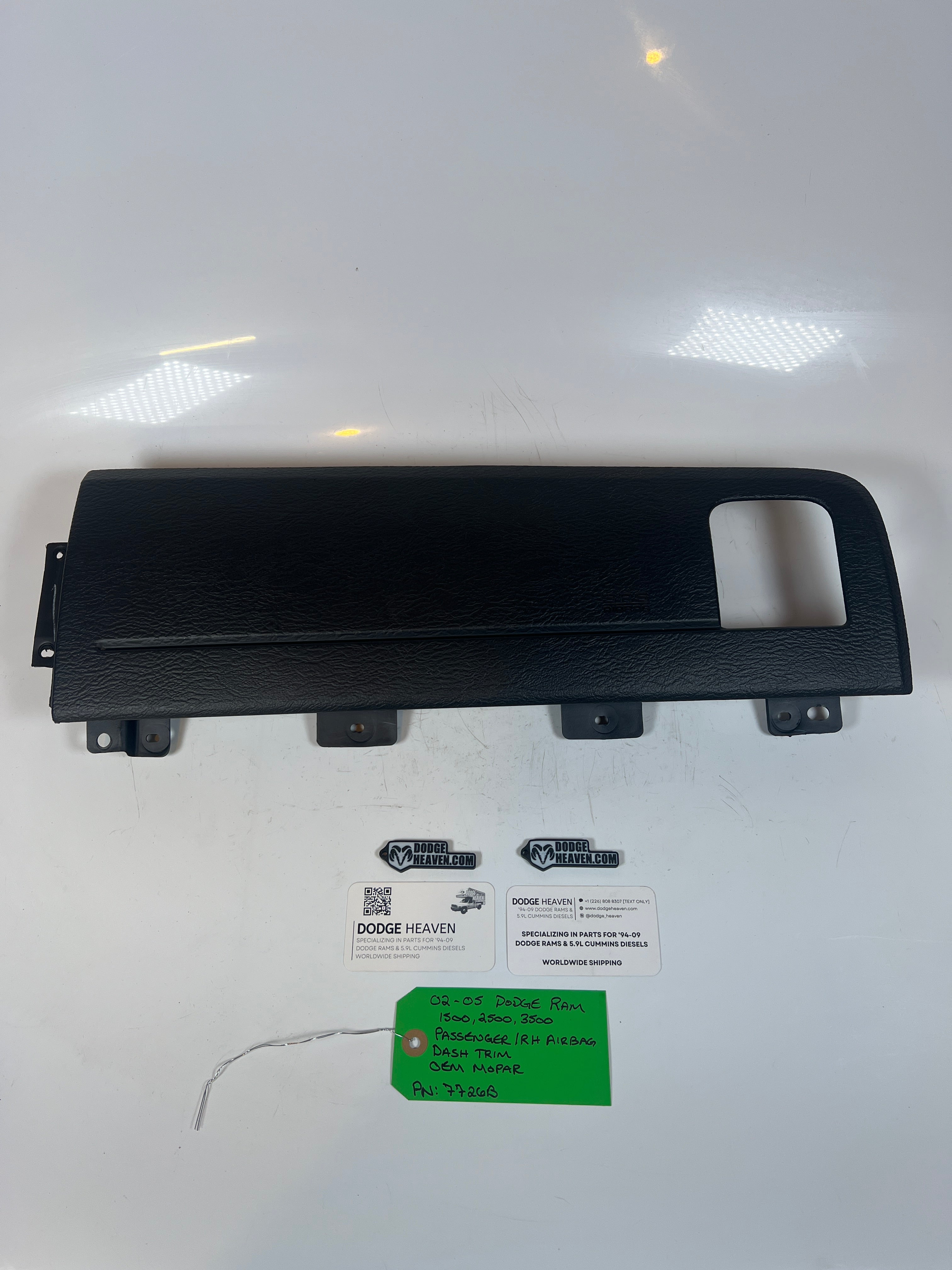 2002-2005 Dodge Ram 1500-3500 Passenger Dash Board Air Bag Trim Dark Grey