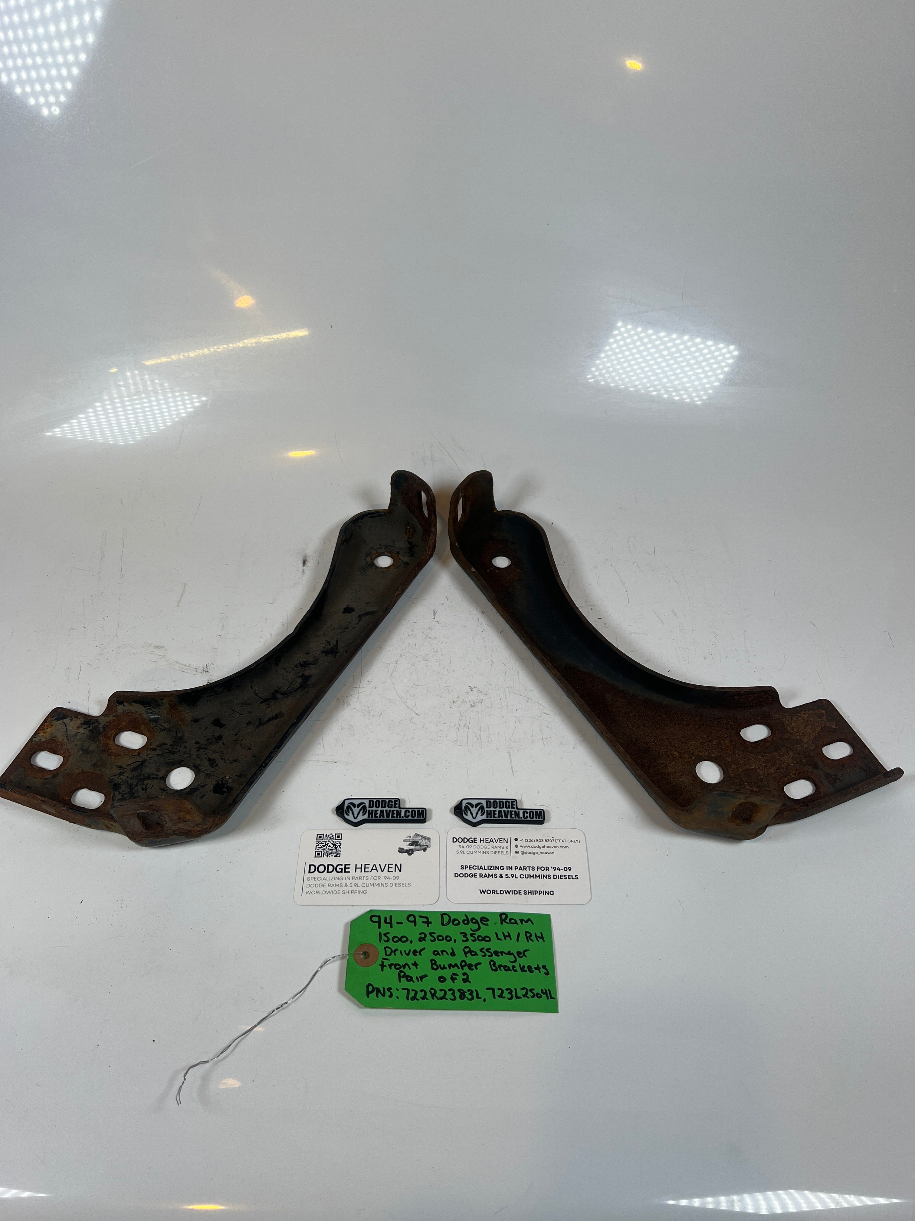 1994-1996 Dodge Ram 1500-3500 Front Bumper Brackets Driver & Passenger Set Of 2