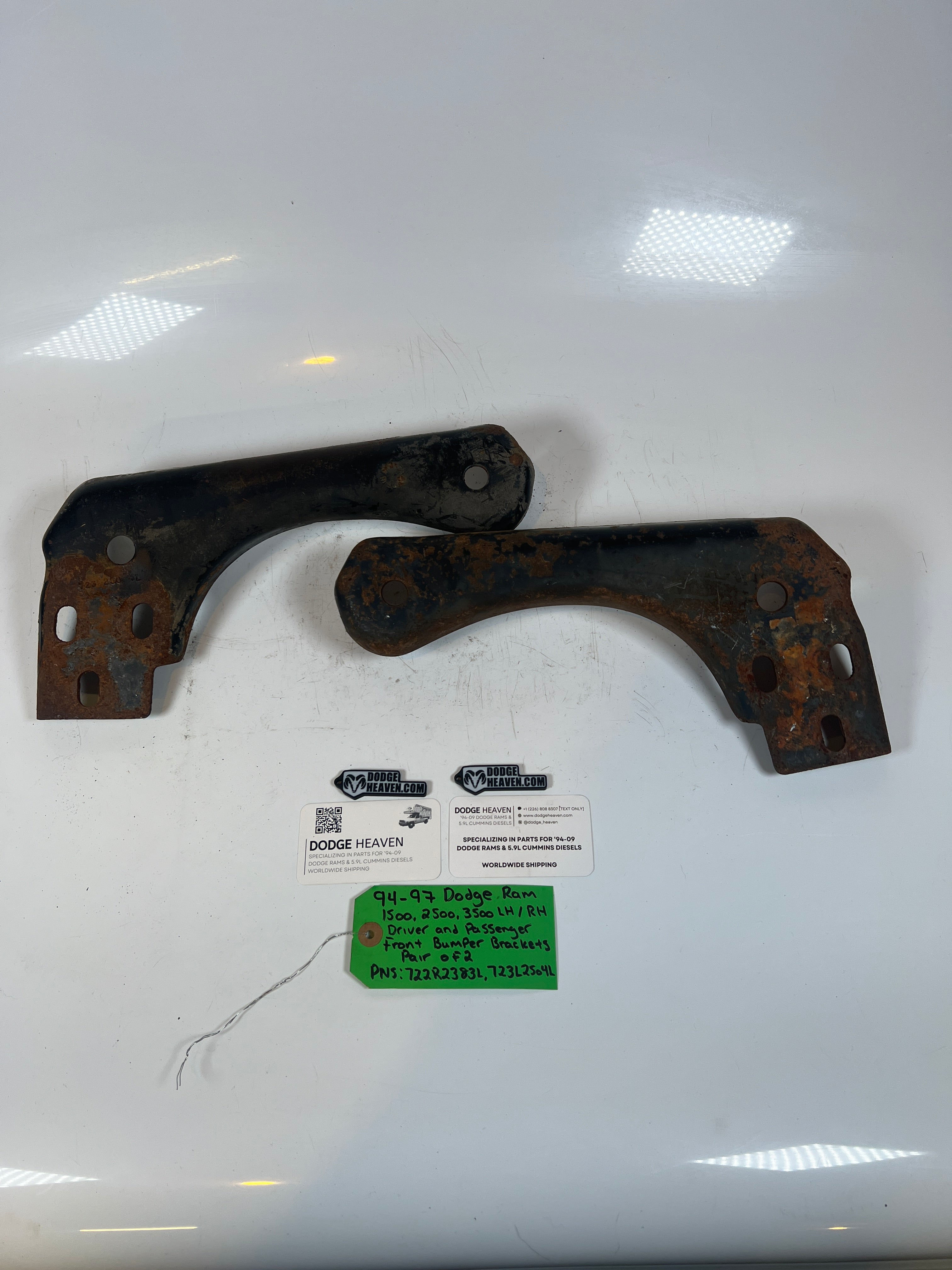 1994-1996 Dodge Ram 1500-3500 Front Bumper Brackets Driver & Passenger Set Of 2