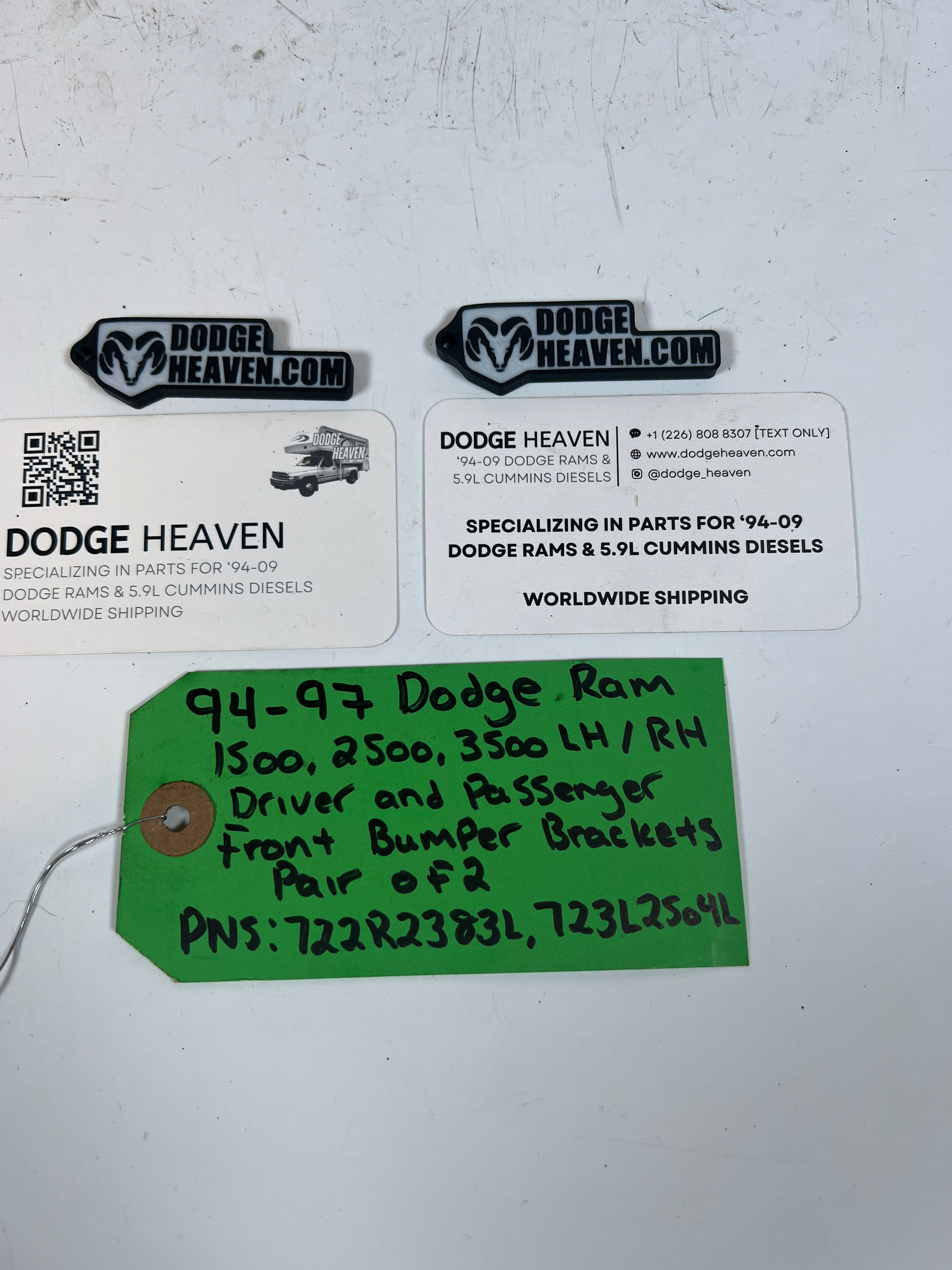 1994-1996 Dodge Ram 1500-3500 Front Bumper Brackets Driver & Passenger Set Of 2