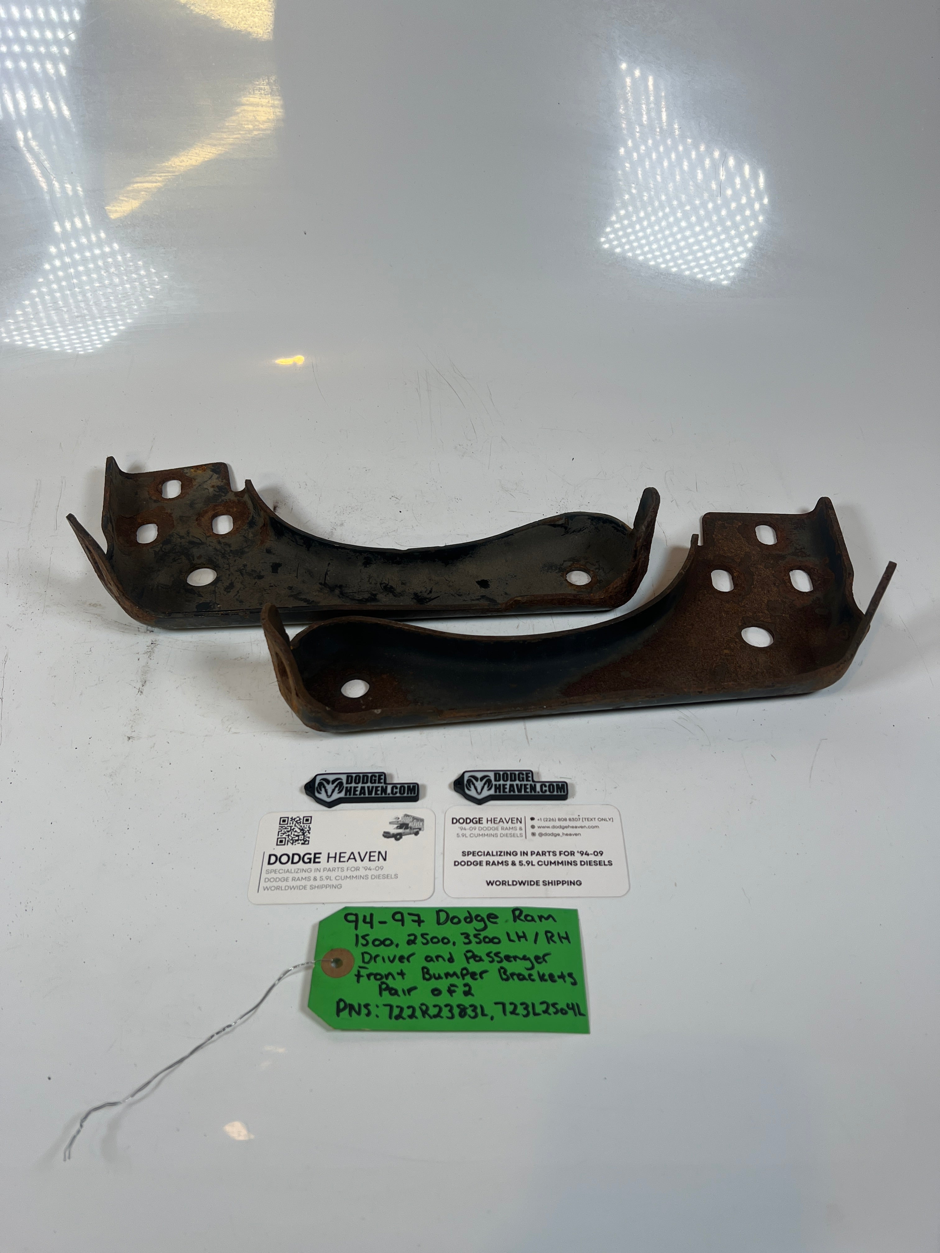 1994-1996 Dodge Ram 1500-3500 Front Bumper Brackets Driver & Passenger Set Of 2