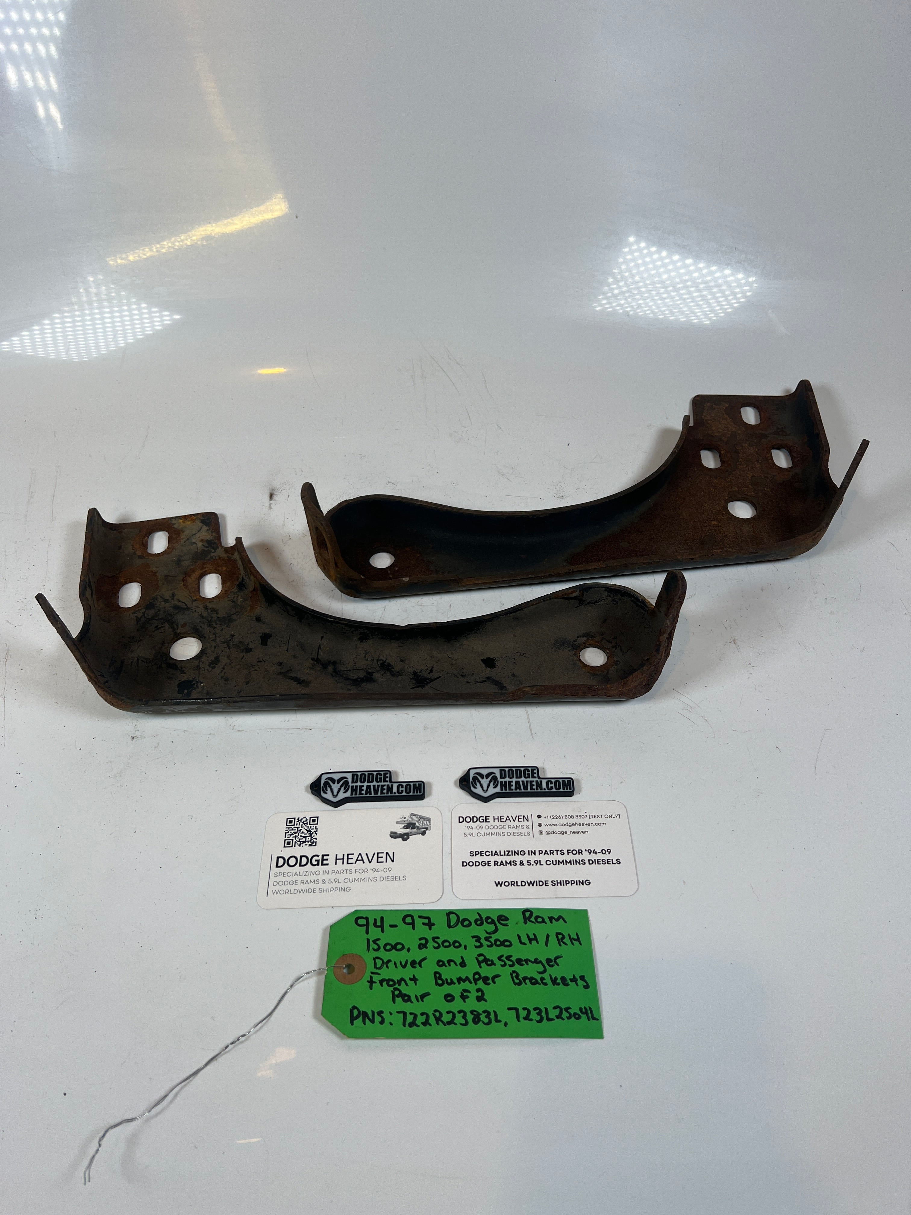 1994-1996 Dodge Ram 1500-3500 Front Bumper Brackets Driver & Passenger Set Of 2