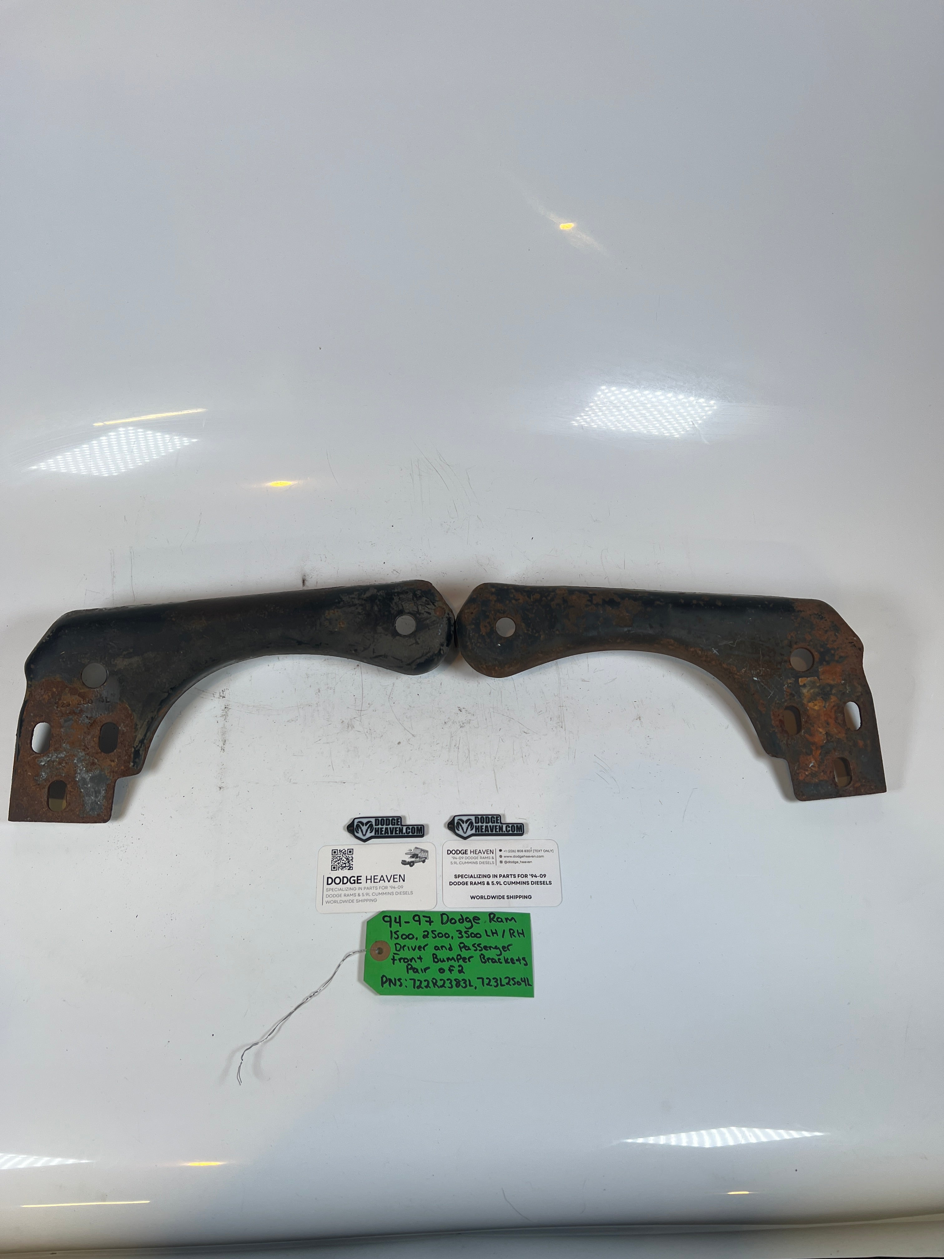 1994-1996 Dodge Ram 1500-3500 Front Bumper Brackets Driver & Passenger Set Of 2