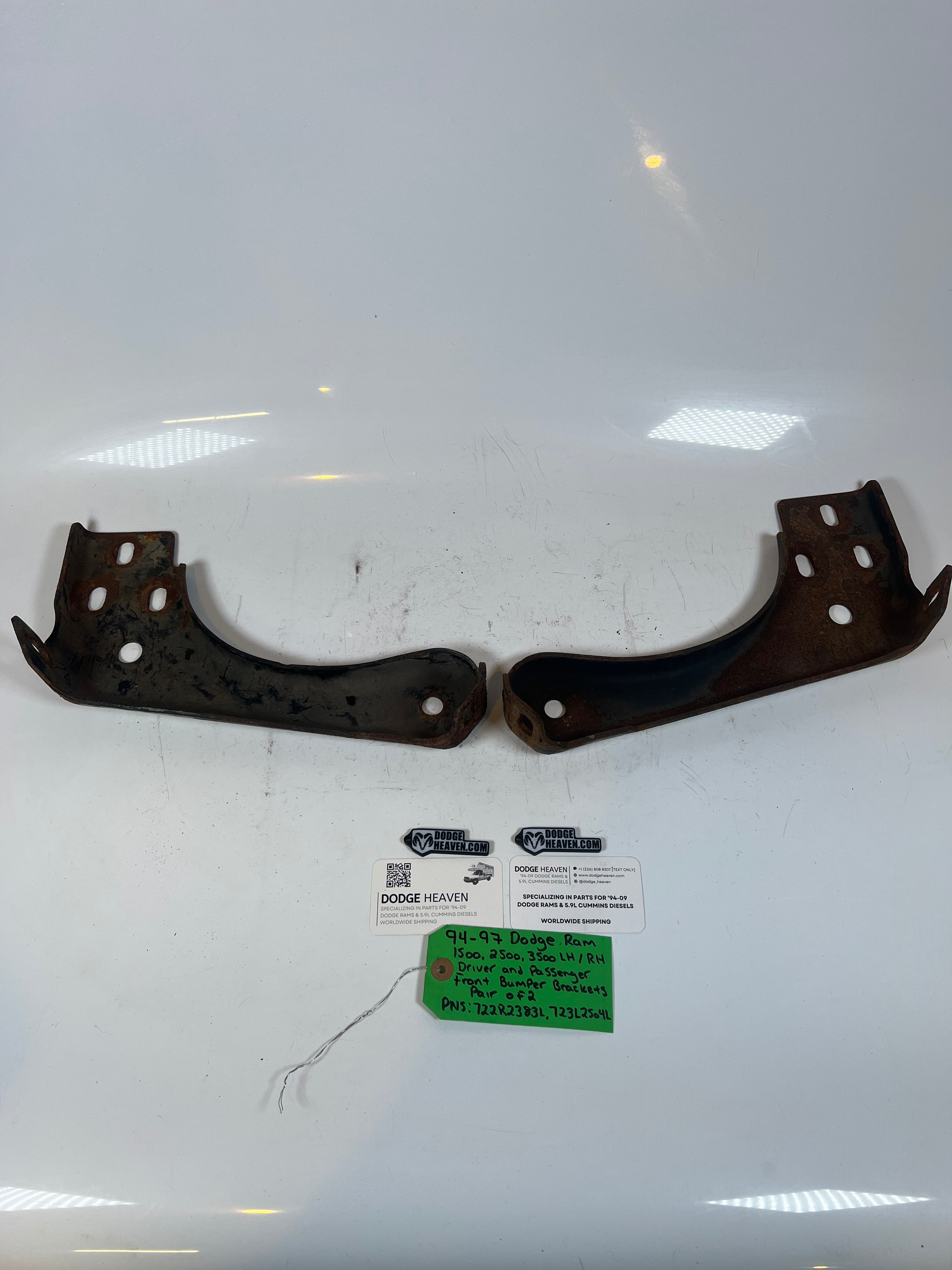 1994-1996 Dodge Ram 1500-3500 Front Bumper Brackets Driver & Passenger Set Of 2