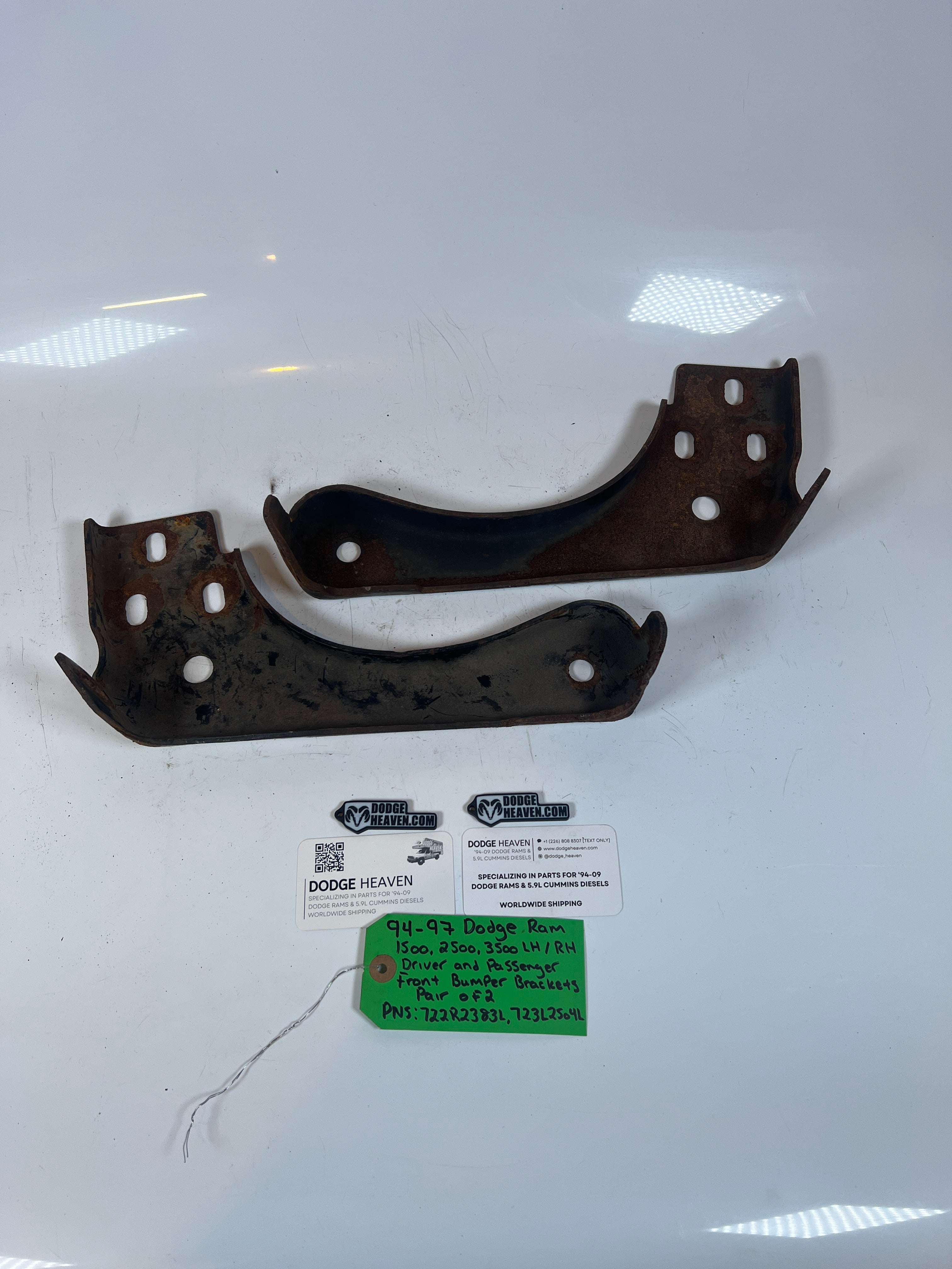 1994-1996 Dodge Ram 1500-3500 Front Bumper Brackets Driver & Passenger Set Of 2