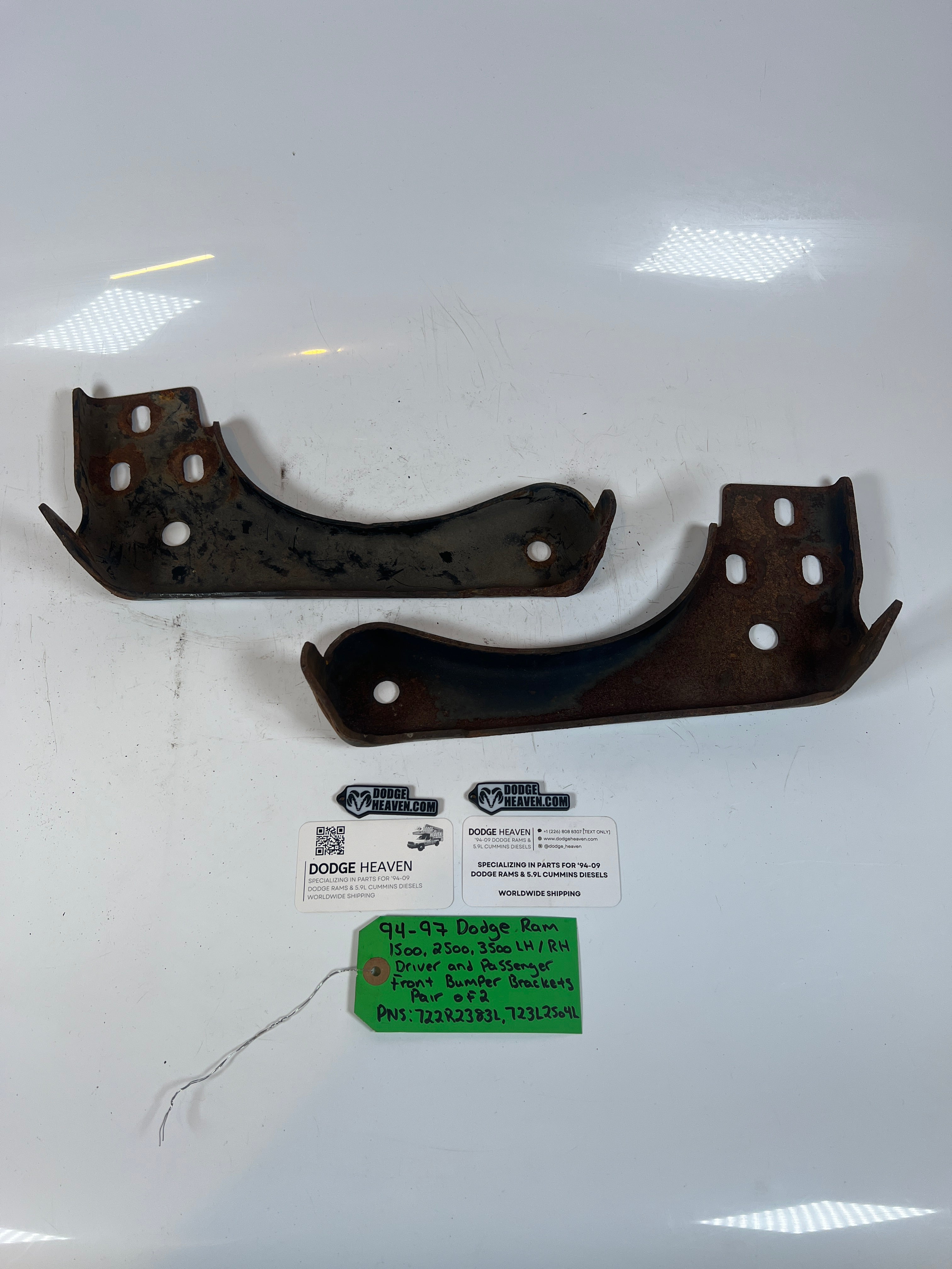 1994-1996 Dodge Ram 1500-3500 Front Bumper Brackets Driver & Passenger Set Of 2