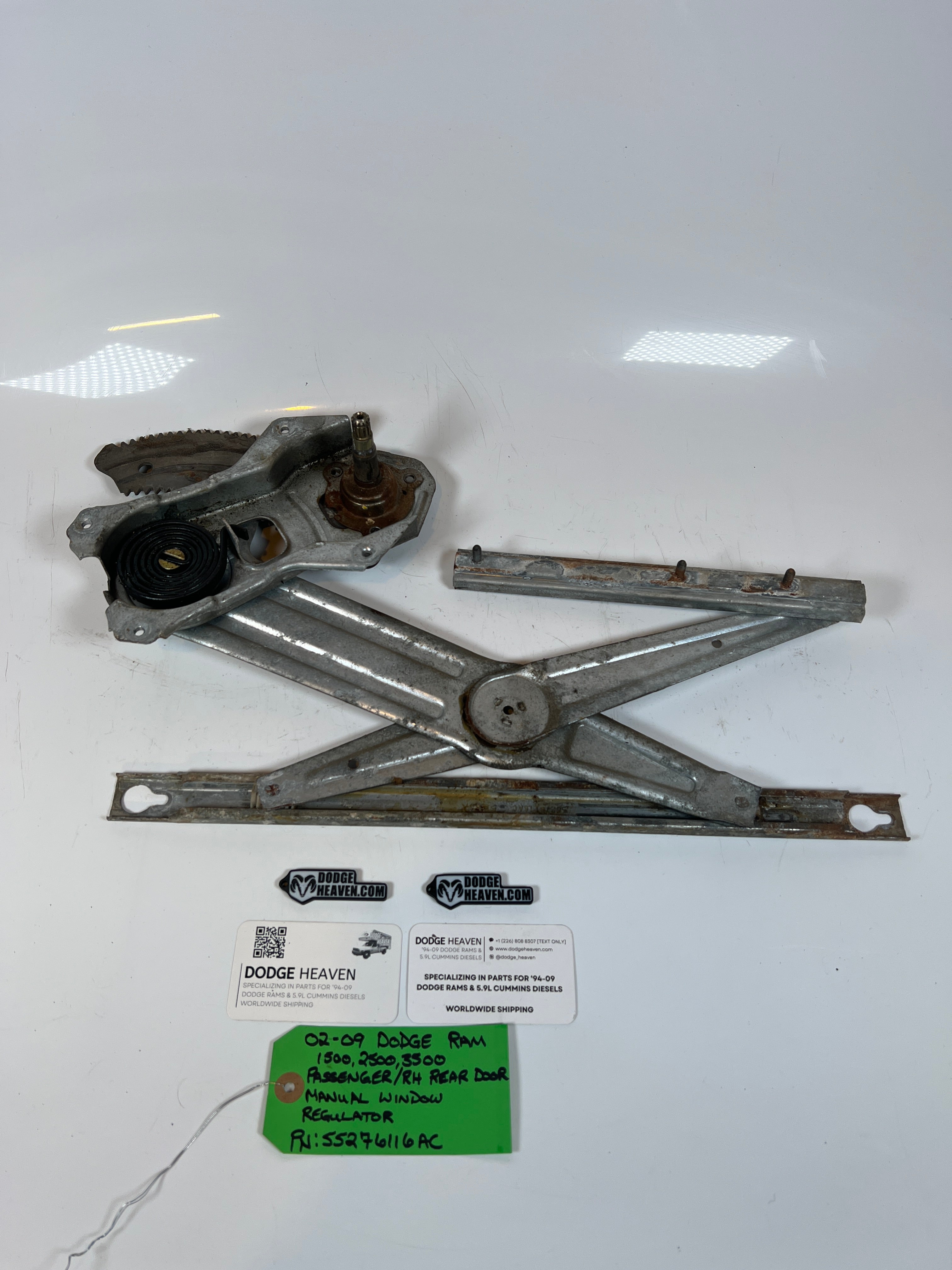 2002-2009 Dodge Ram 1500-3500 manual Window Regulator Rear Passenger RH