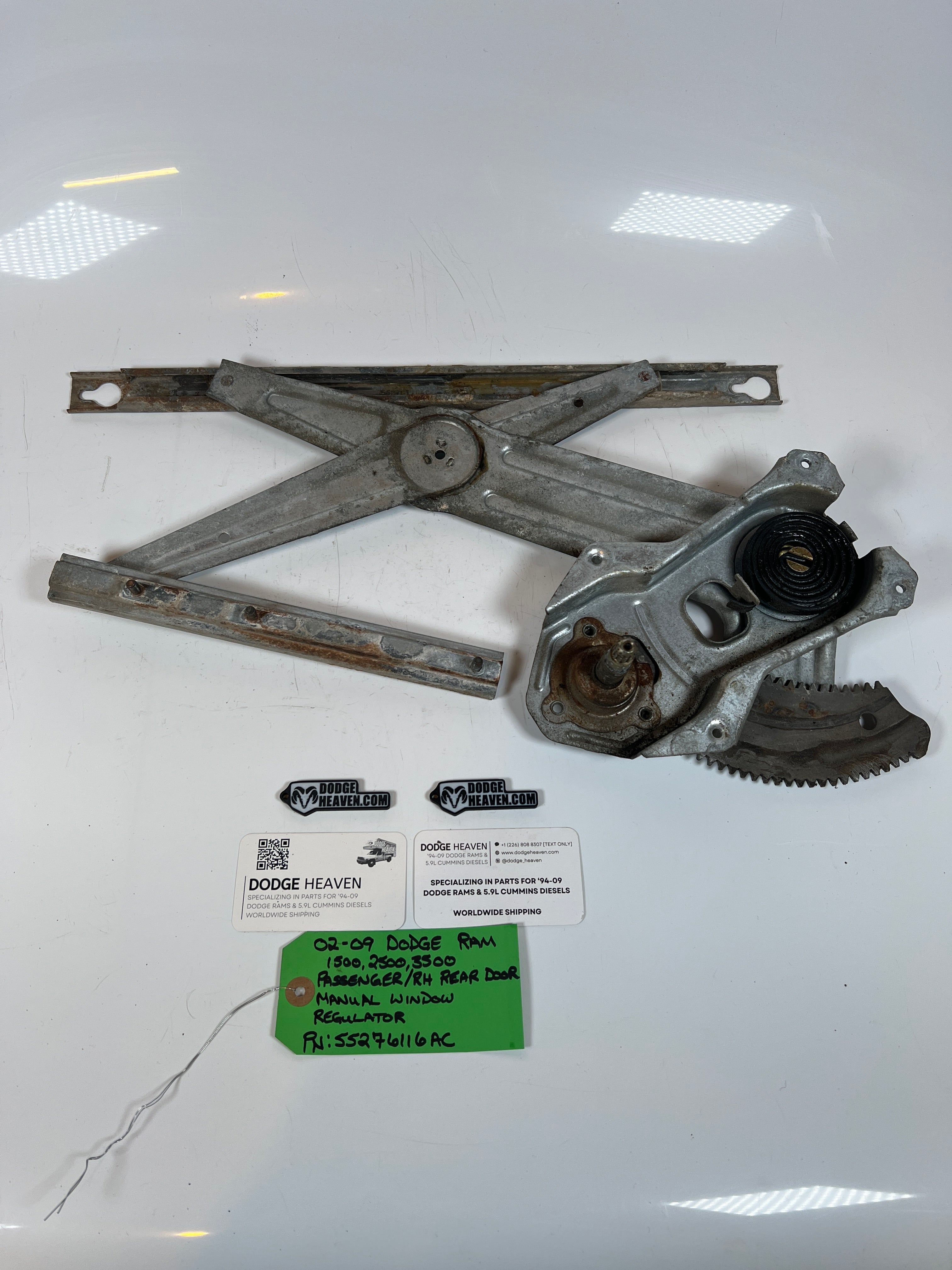 2002-2009 Dodge Ram 1500-3500 manual Window Regulator Rear Passenger RH
