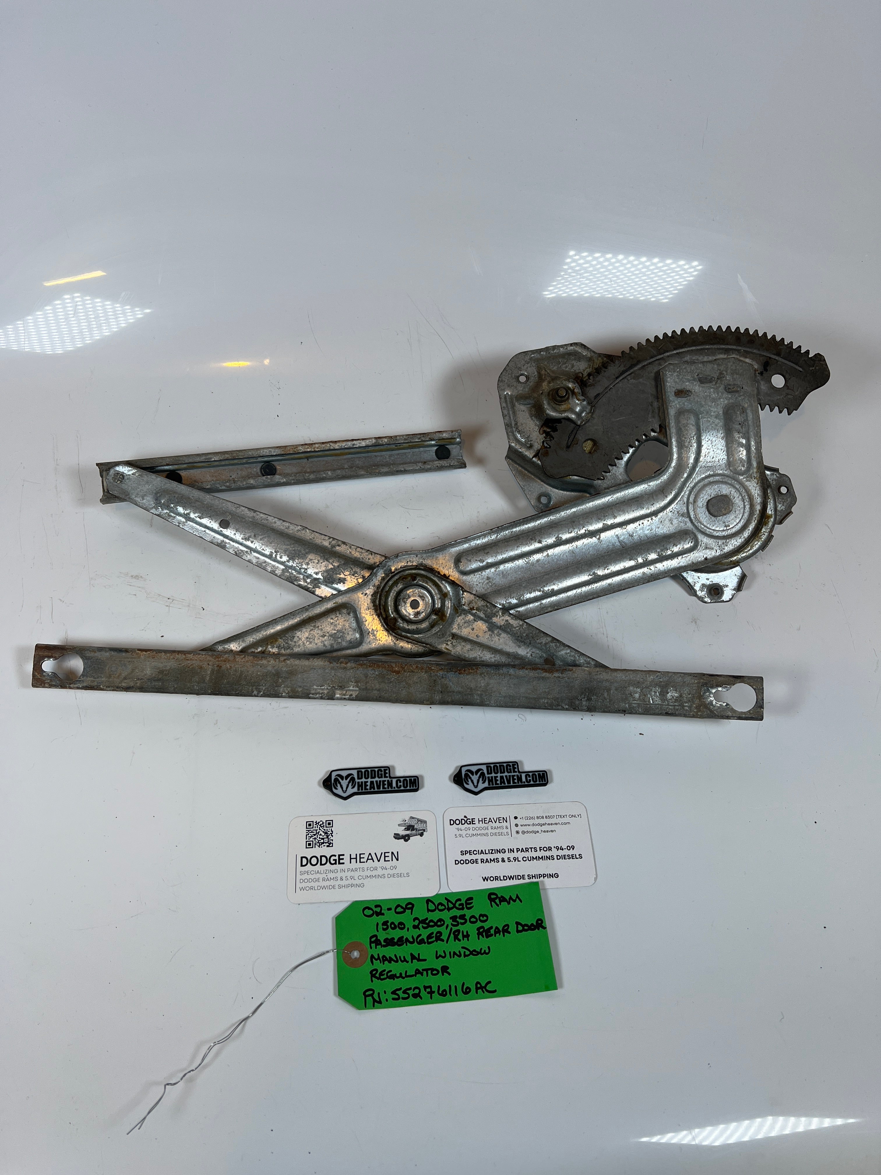 2002-2009 Dodge Ram 1500-3500 manual Window Regulator Rear Passenger RH