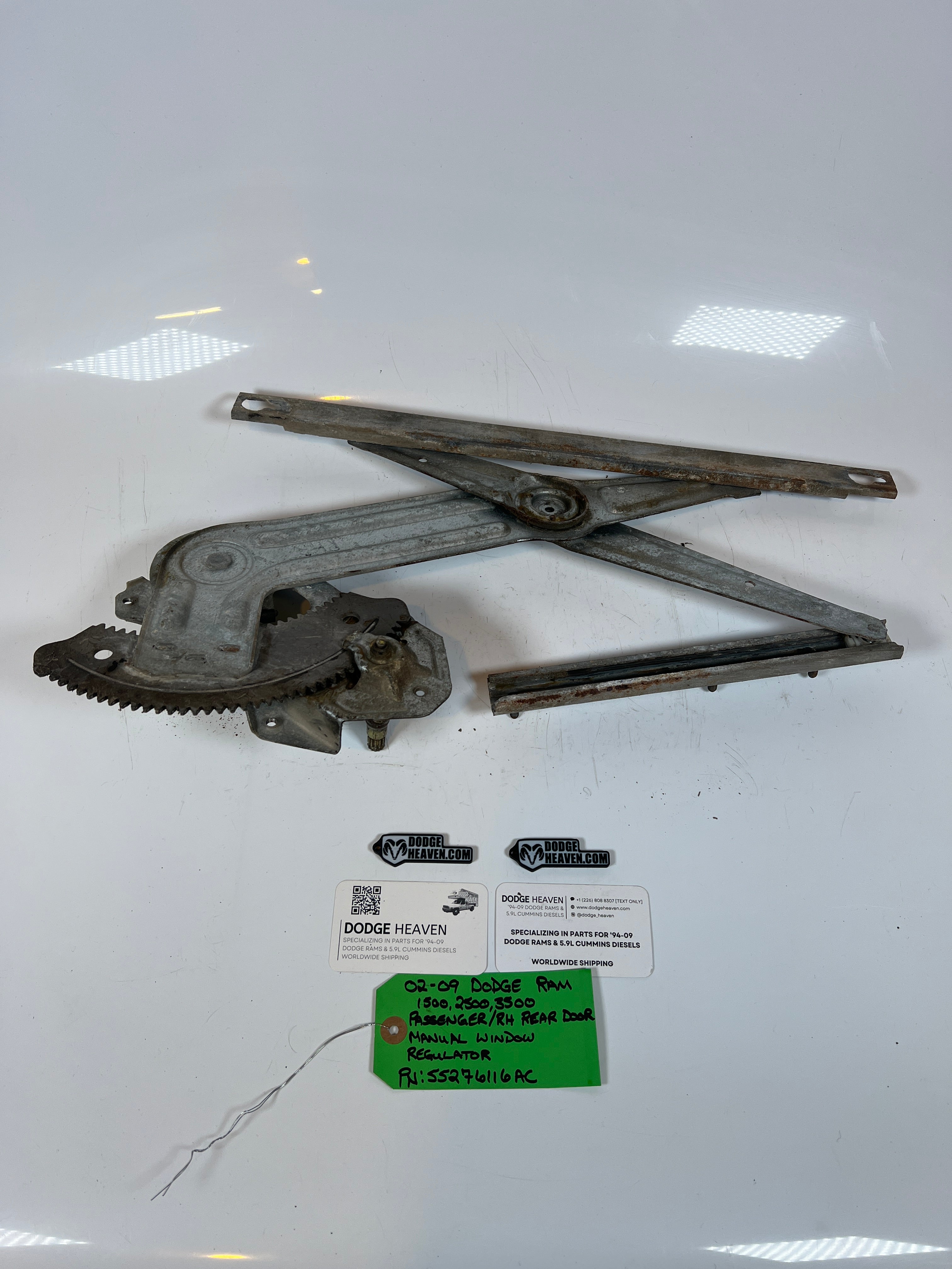 2002-2009 Dodge Ram 1500-3500 manual Window Regulator Rear Passenger RH