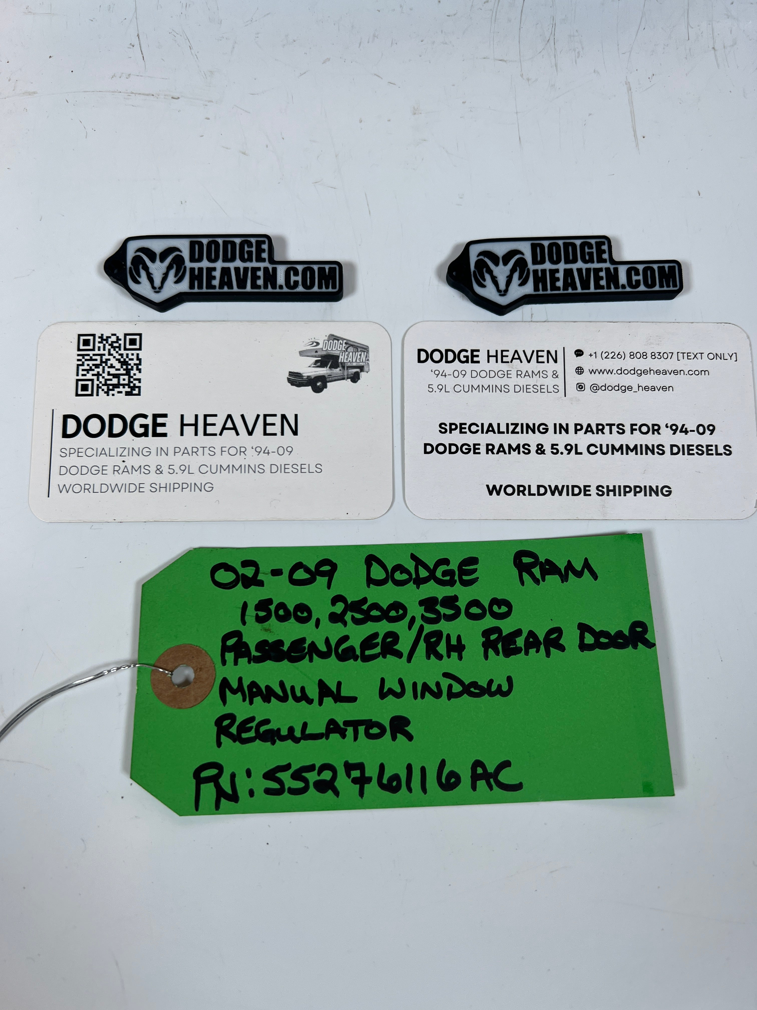 2002-2009 Dodge Ram 1500-3500 manual Window Regulator Rear Passenger RH