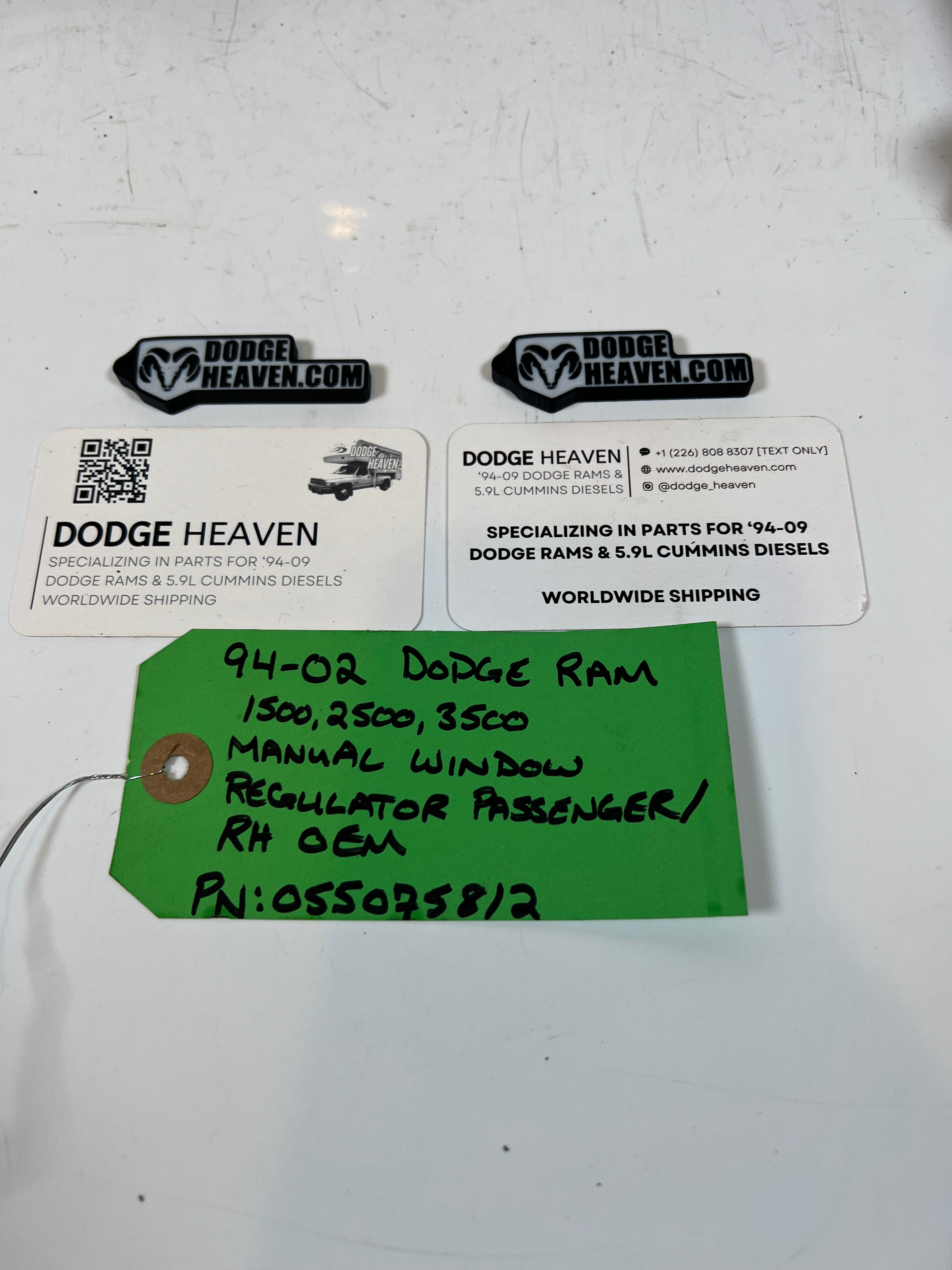 1994-2002 Dodge Ram 1500-3500 Manual Window Regulator Assembly Passenger RH