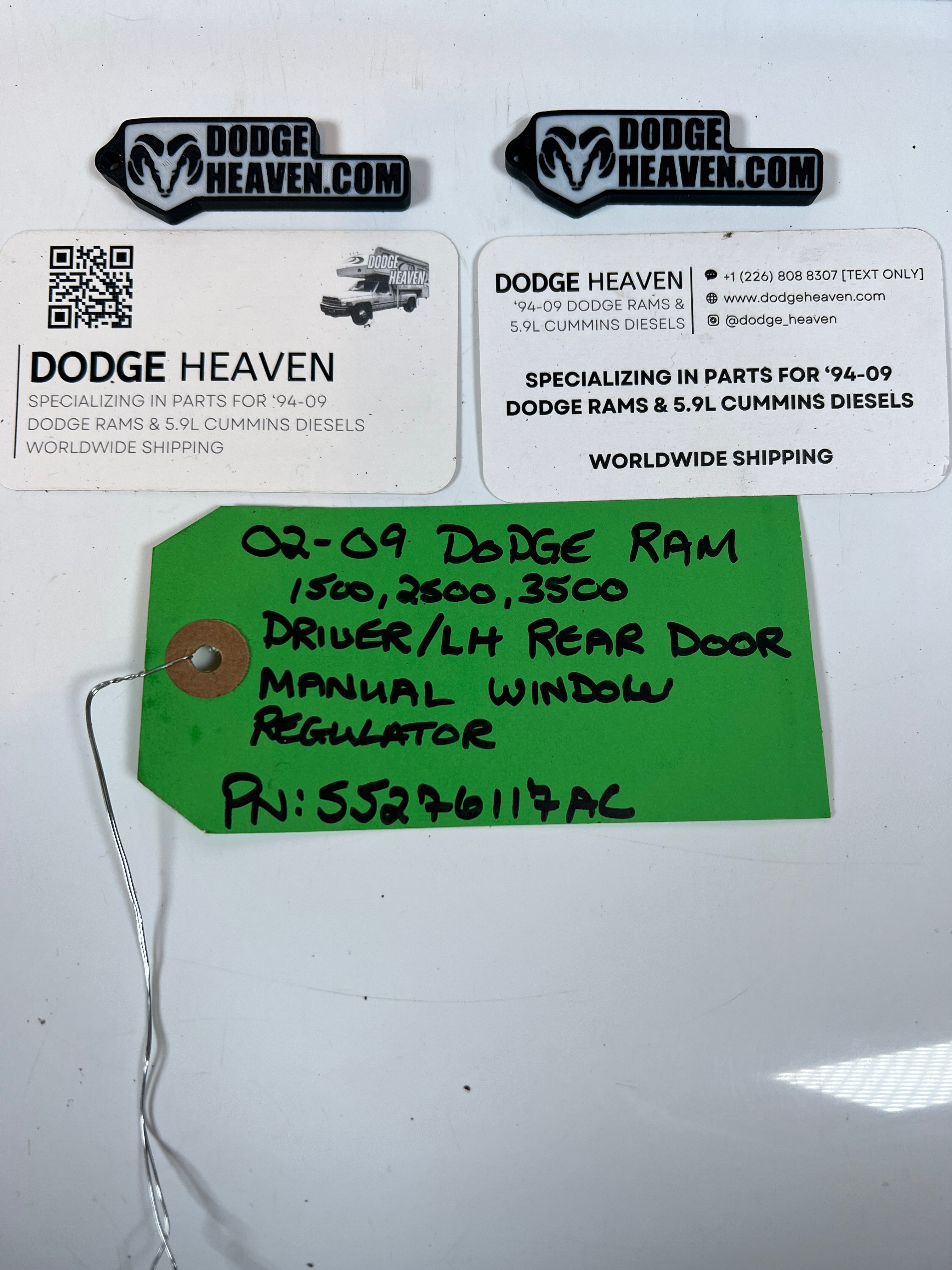 2002-2009 Dodge Ram 1500-3500 manual Window Regulator Rear Driver LH