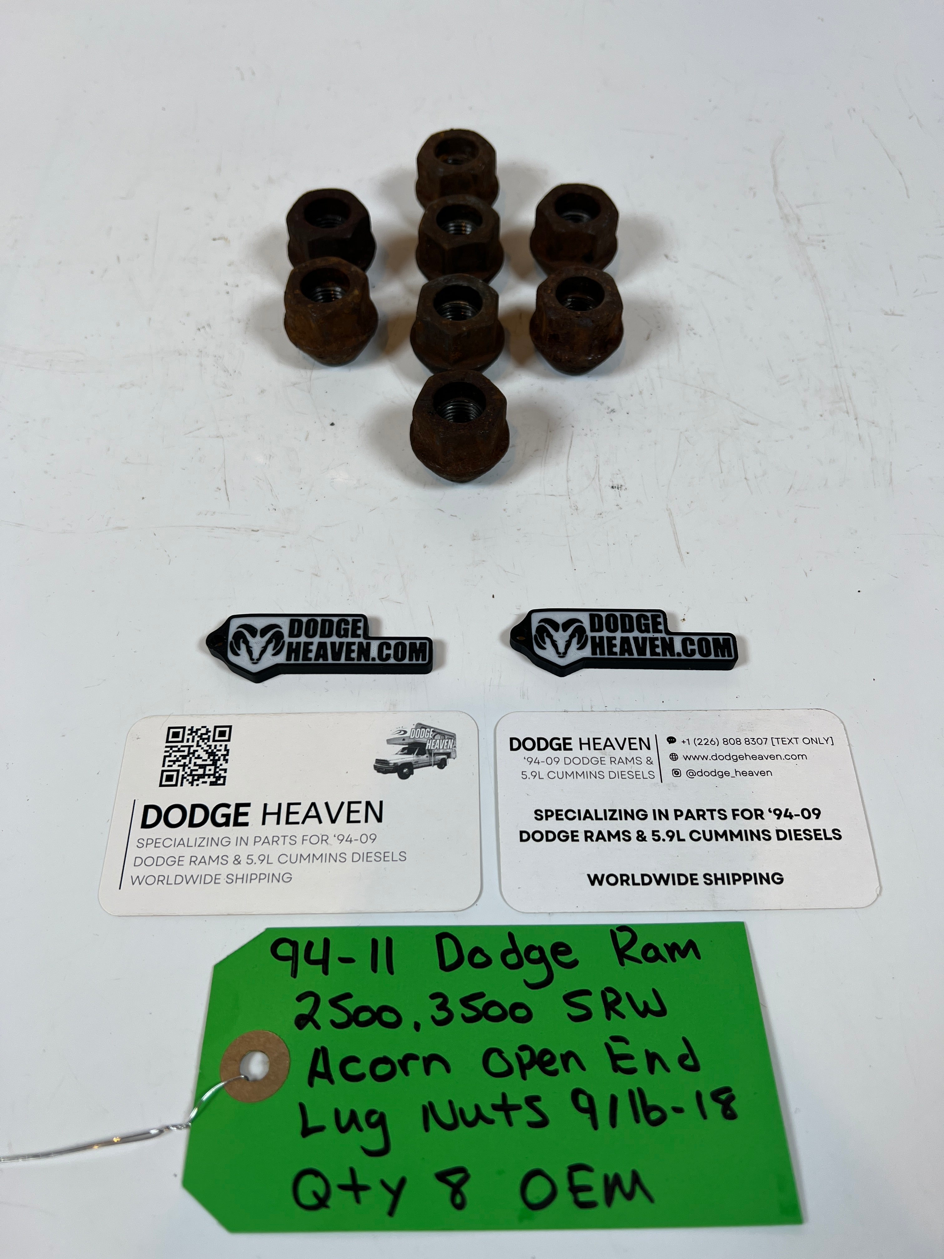 1994-2011 Dodge Ram 2500 3500 SRW Acorn Style Lug Nuts 9/16-18 QTY 8