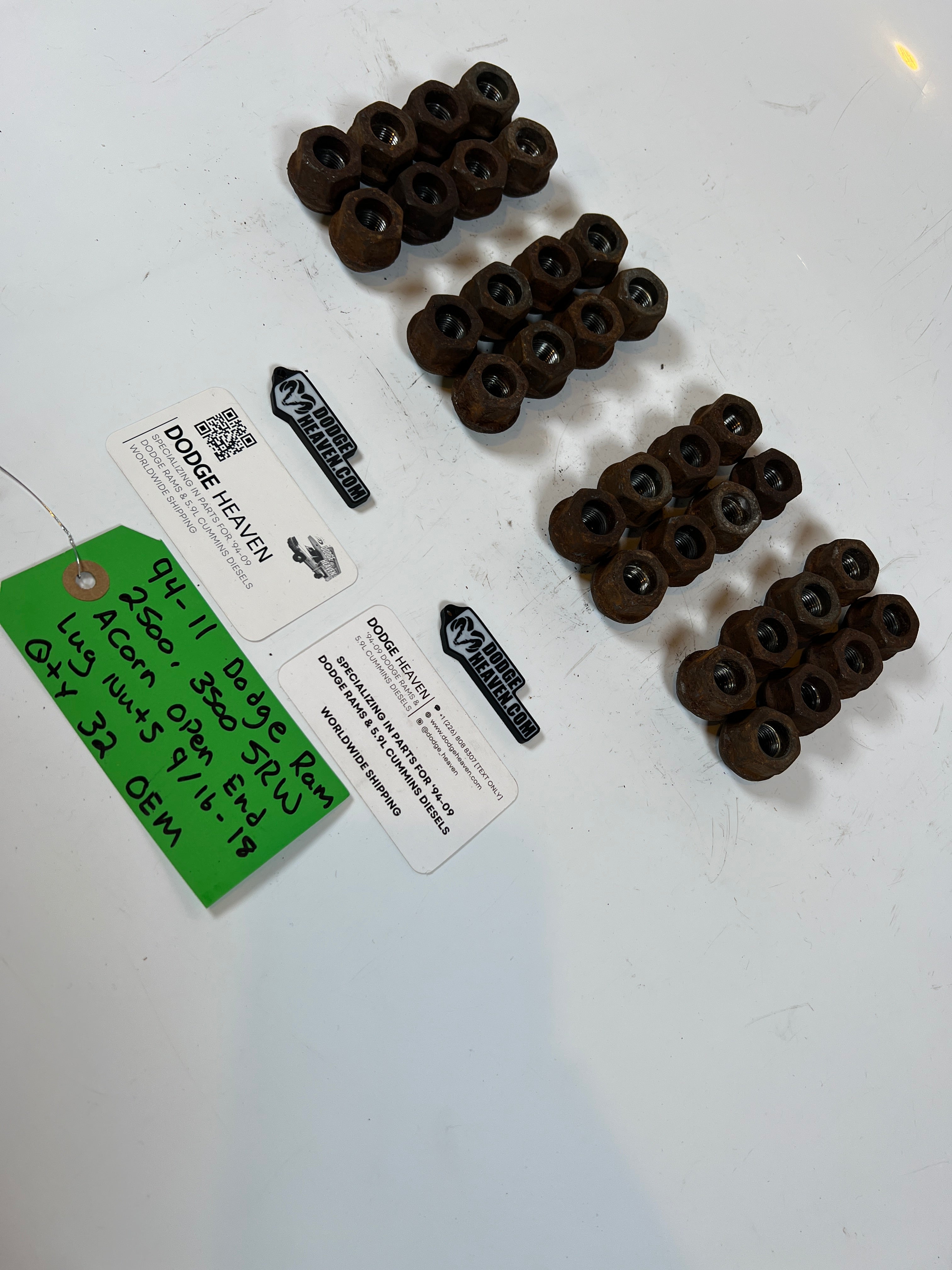 1994-2011 Dodge Ram 2500 3500 SRW Acorn Style Lug Nuts 9/16-18 QTY 32