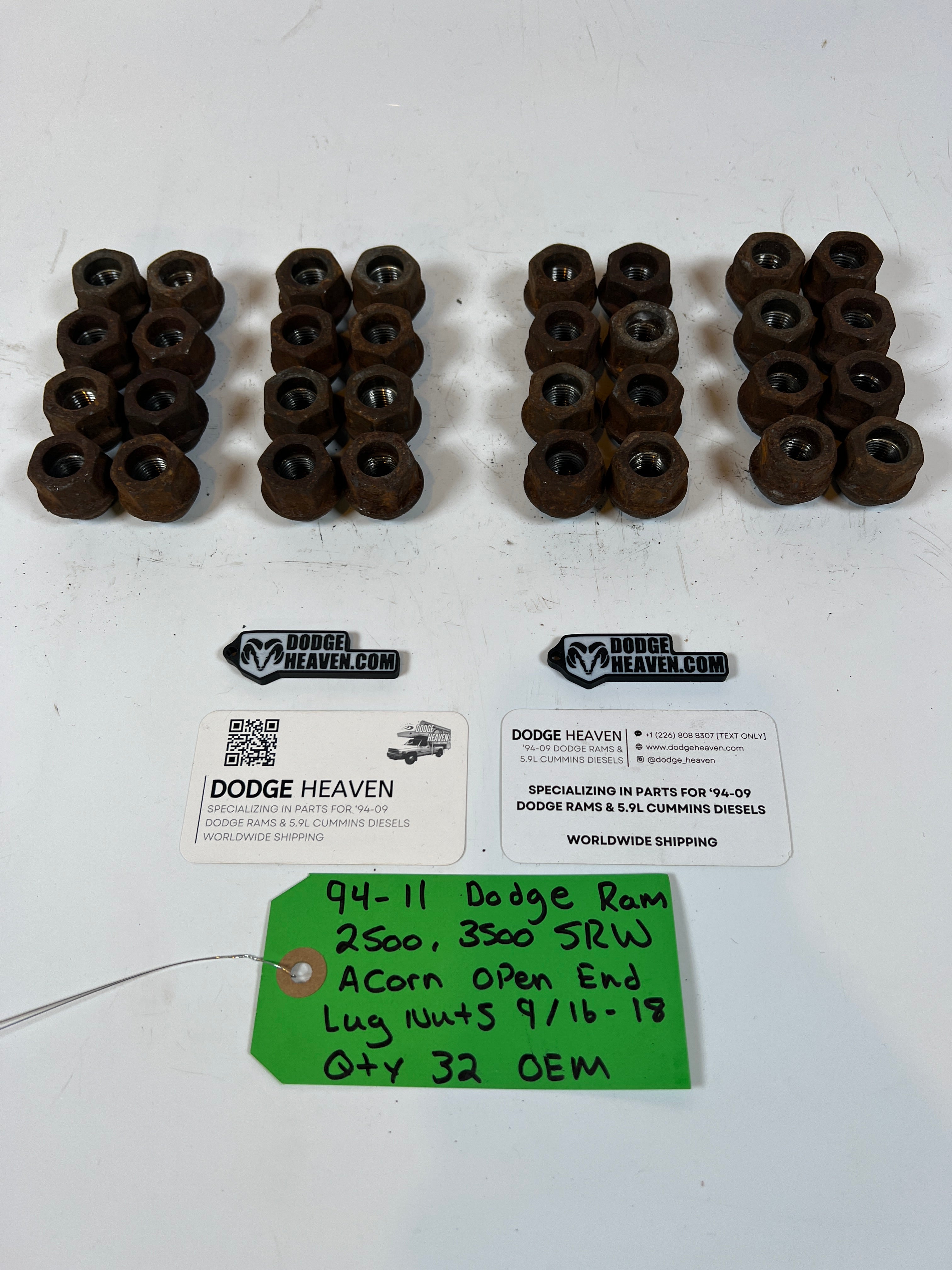 1994-2011 Dodge Ram 2500 3500 SRW Acorn Style Lug Nuts 9/16-18 QTY 32