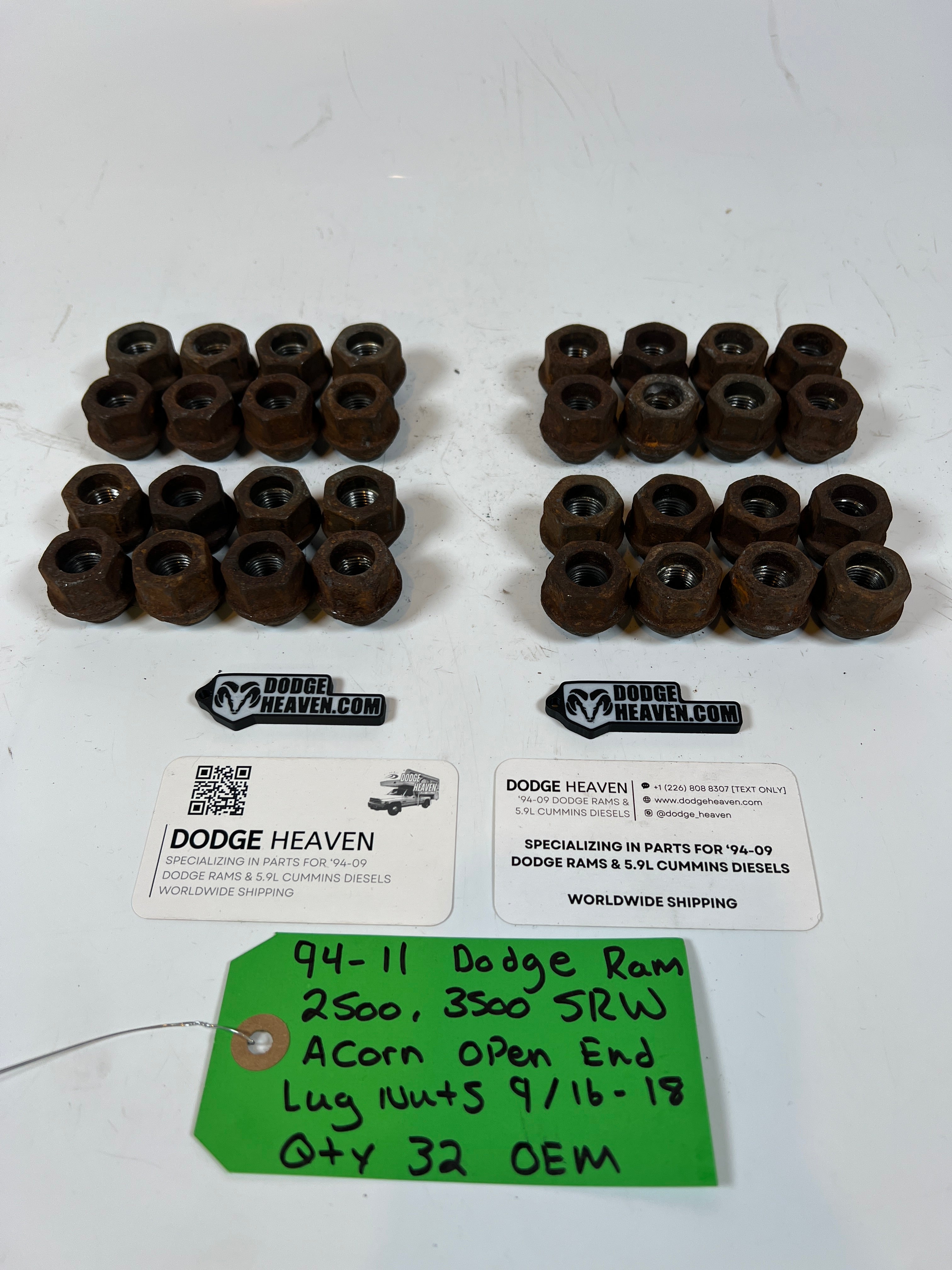 1994-2011 Dodge Ram 2500 3500 SRW Acorn Style Lug Nuts 9/16-18 QTY 32