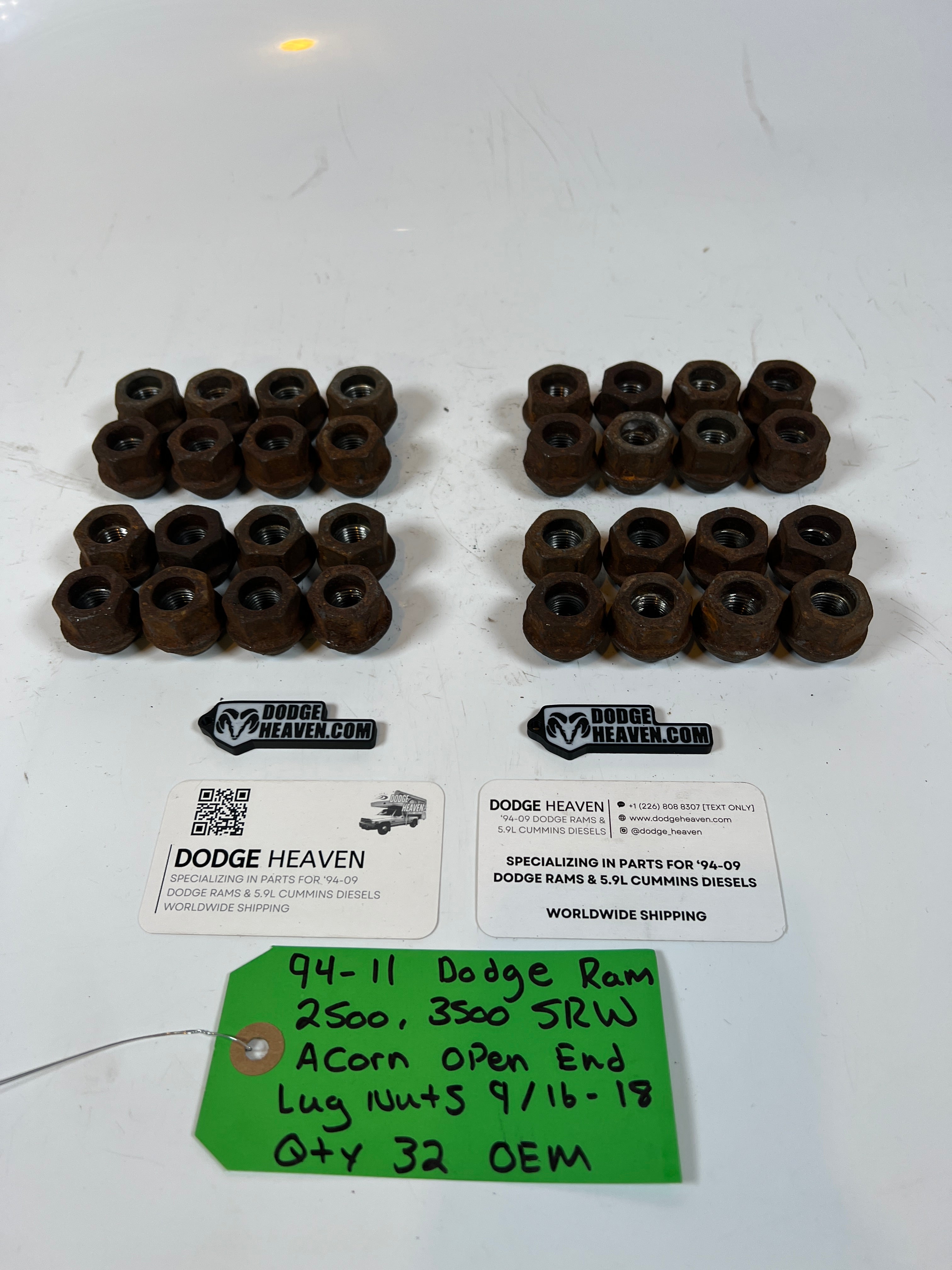 1994-2011 Dodge Ram 2500 3500 SRW Acorn Style Lug Nuts 9/16-18 QTY 32
