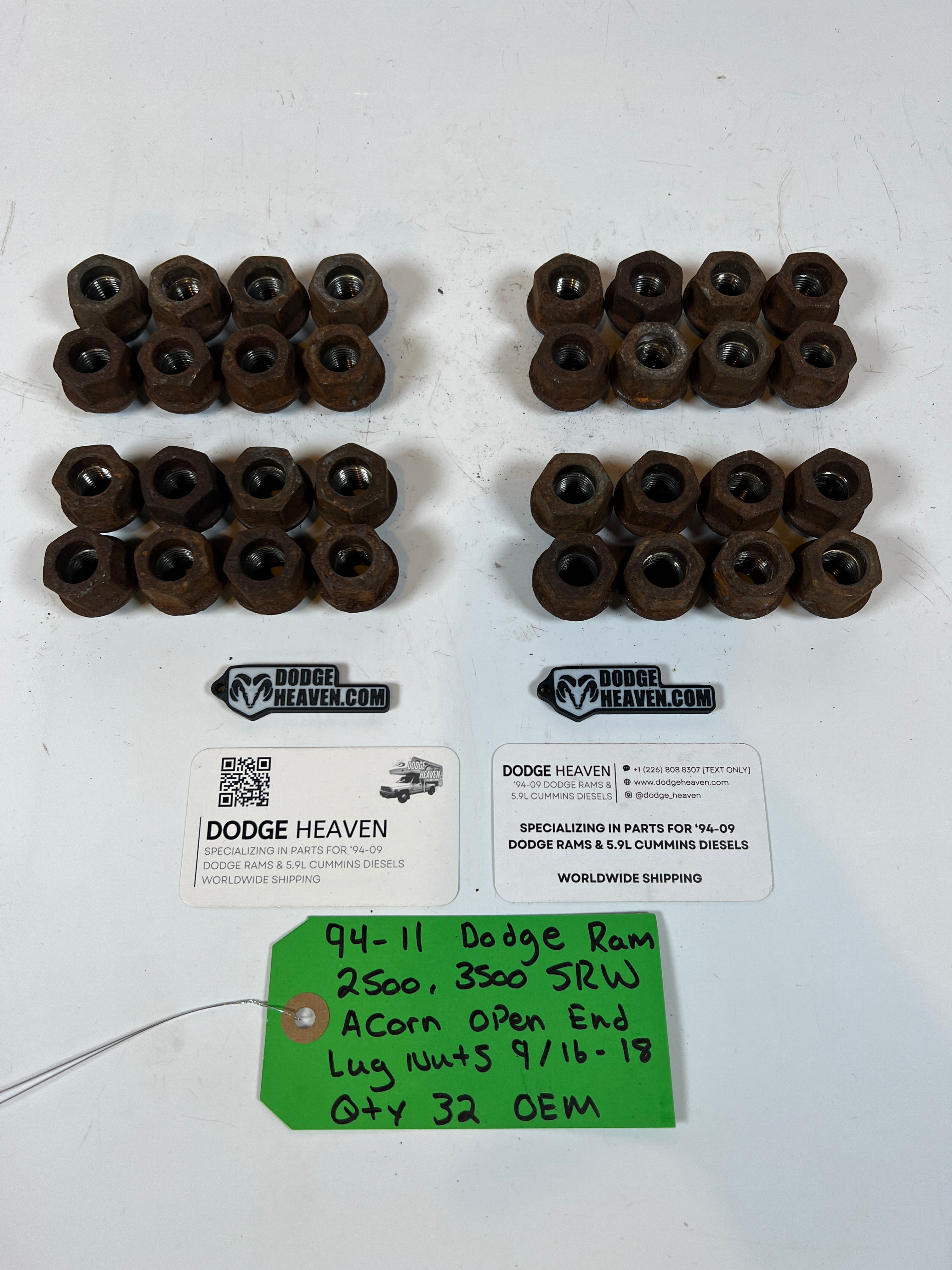 1994-2011 Dodge Ram 2500 3500 SRW Acorn Style Lug Nuts 9/16-18 QTY 32