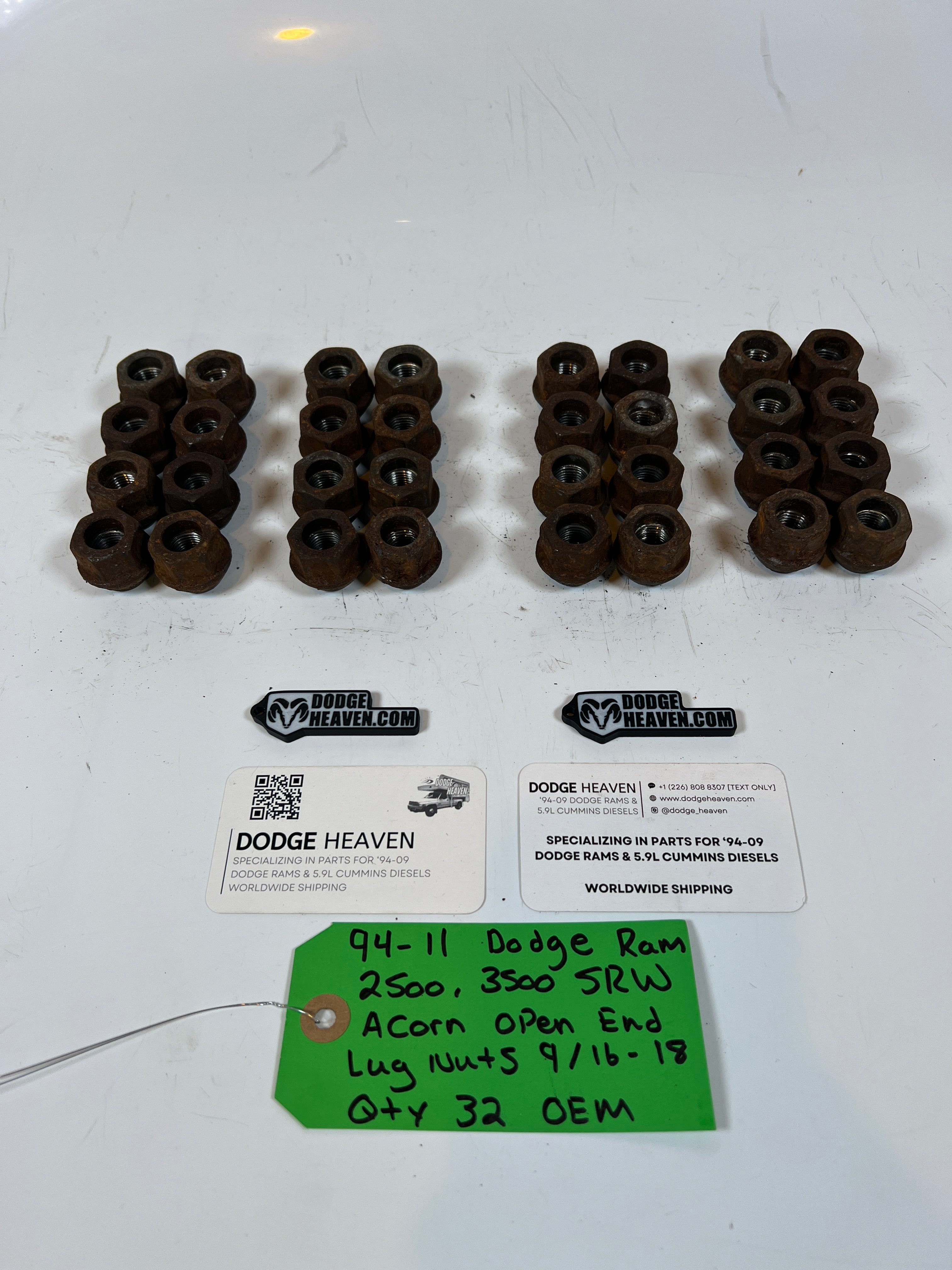 1994-2011 Dodge Ram 2500 3500 SRW Acorn Style Lug Nuts 9/16-18 QTY 32