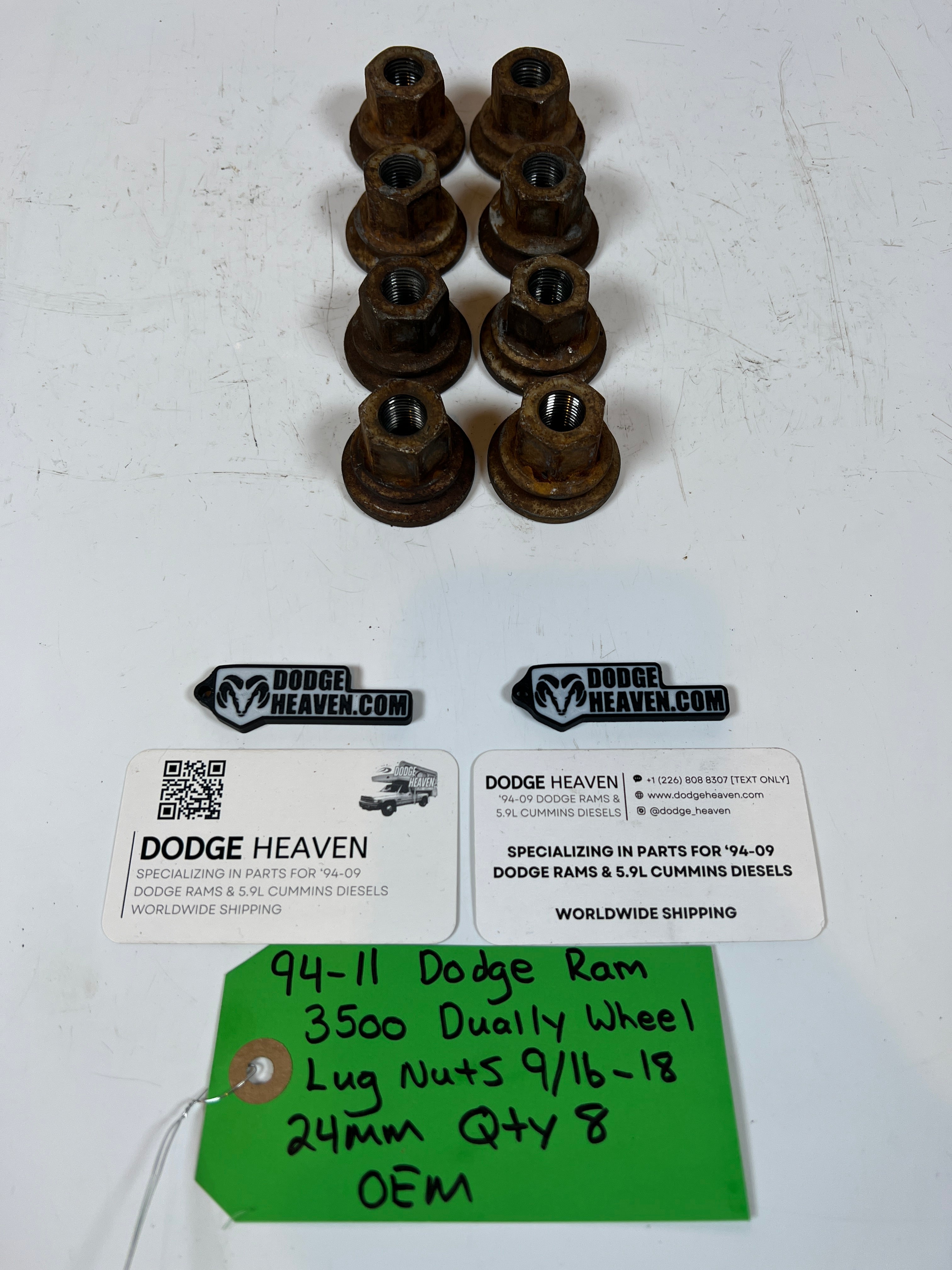 1994-2011 Dodge Ram 3500 DRW Dually Wheel Lug Nuts 9/16-18 (24MM) Qty 8