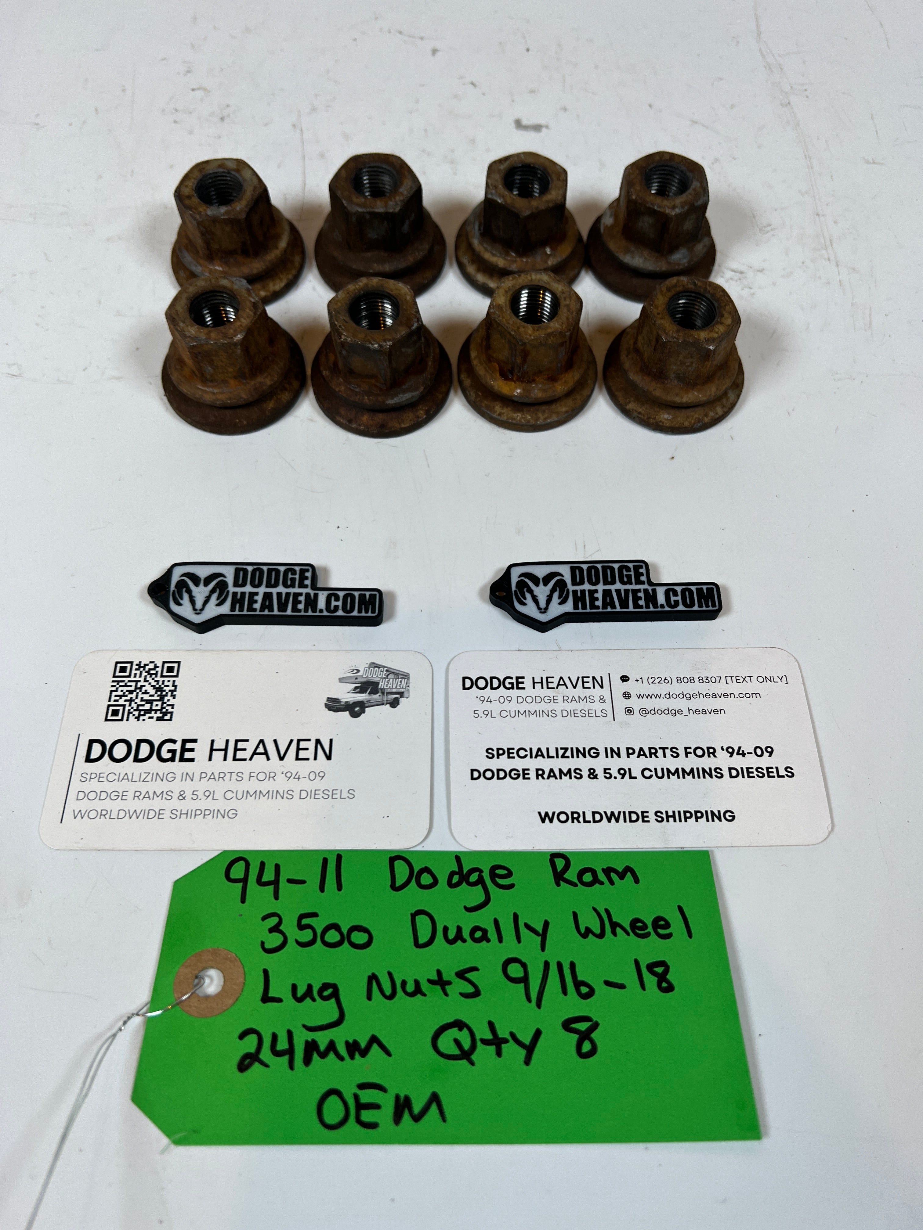 1994-2011 Dodge Ram 3500 DRW Dually Wheel Lug Nuts 9/16-18 (24MM) Qty 8