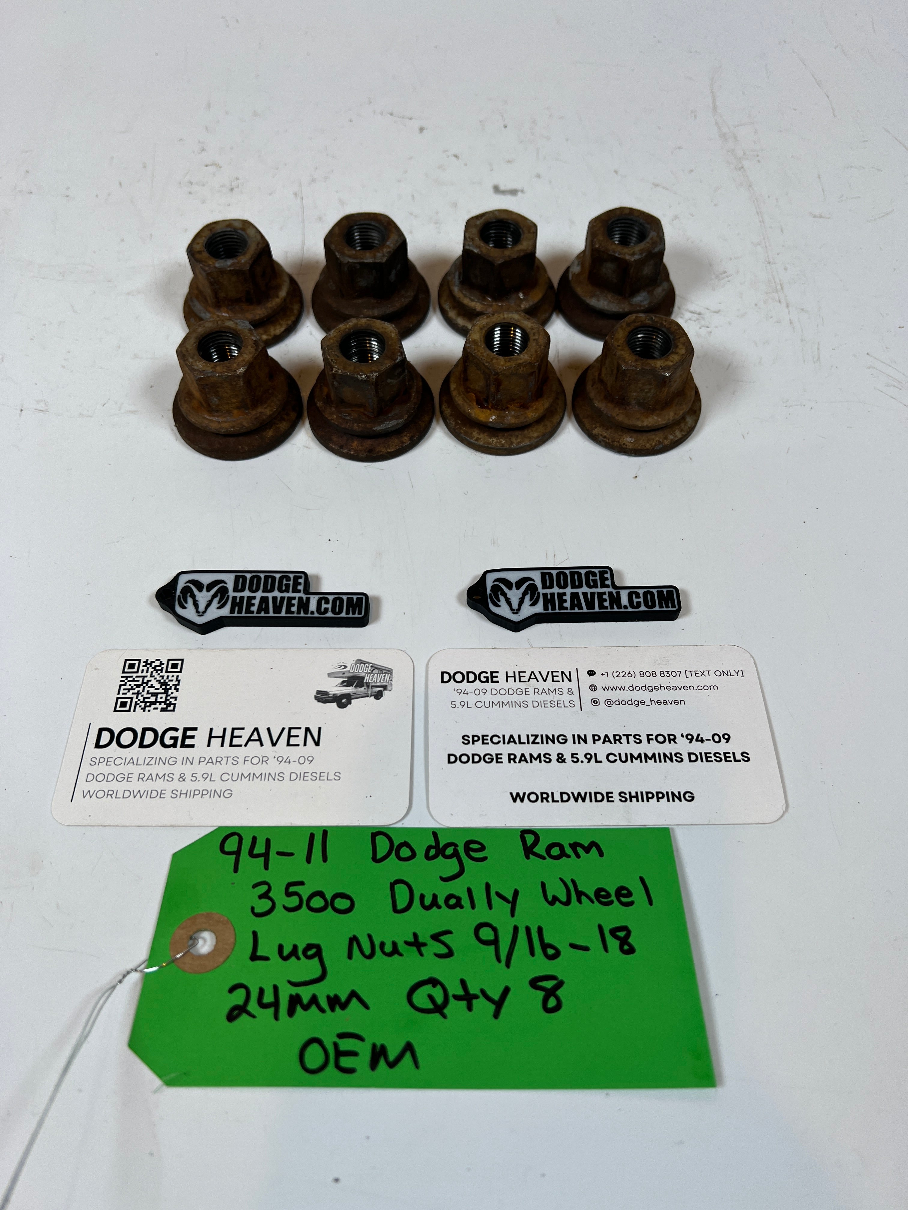 1994-2011 Dodge Ram 3500 DRW Dually Wheel Lug Nuts 9/16-18 (24MM) Qty 8