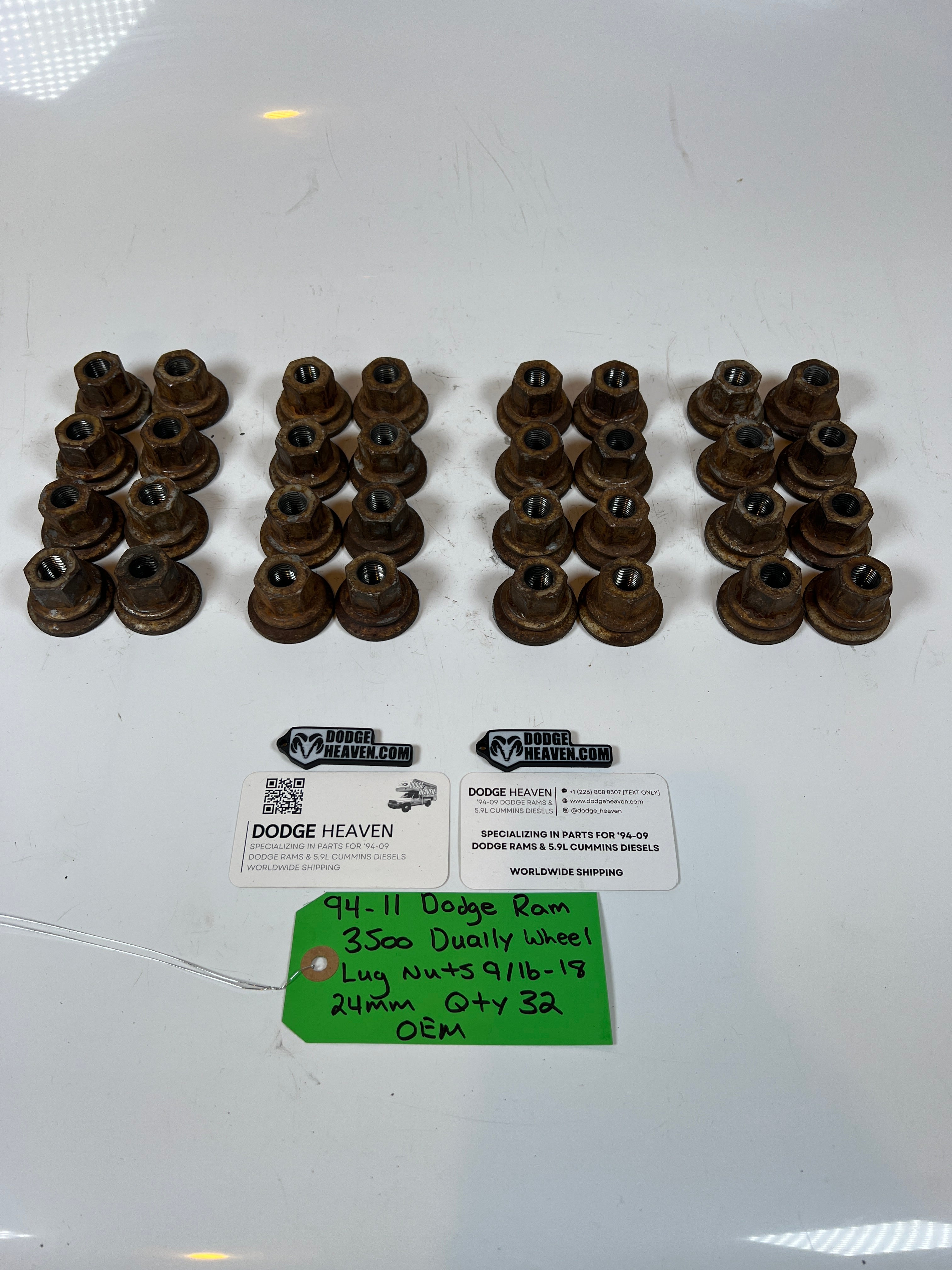 1994-2011 Dodge Ram 3500 DRW Dually Wheel Lug Nuts 9/16-18 (24MM) Qty 32