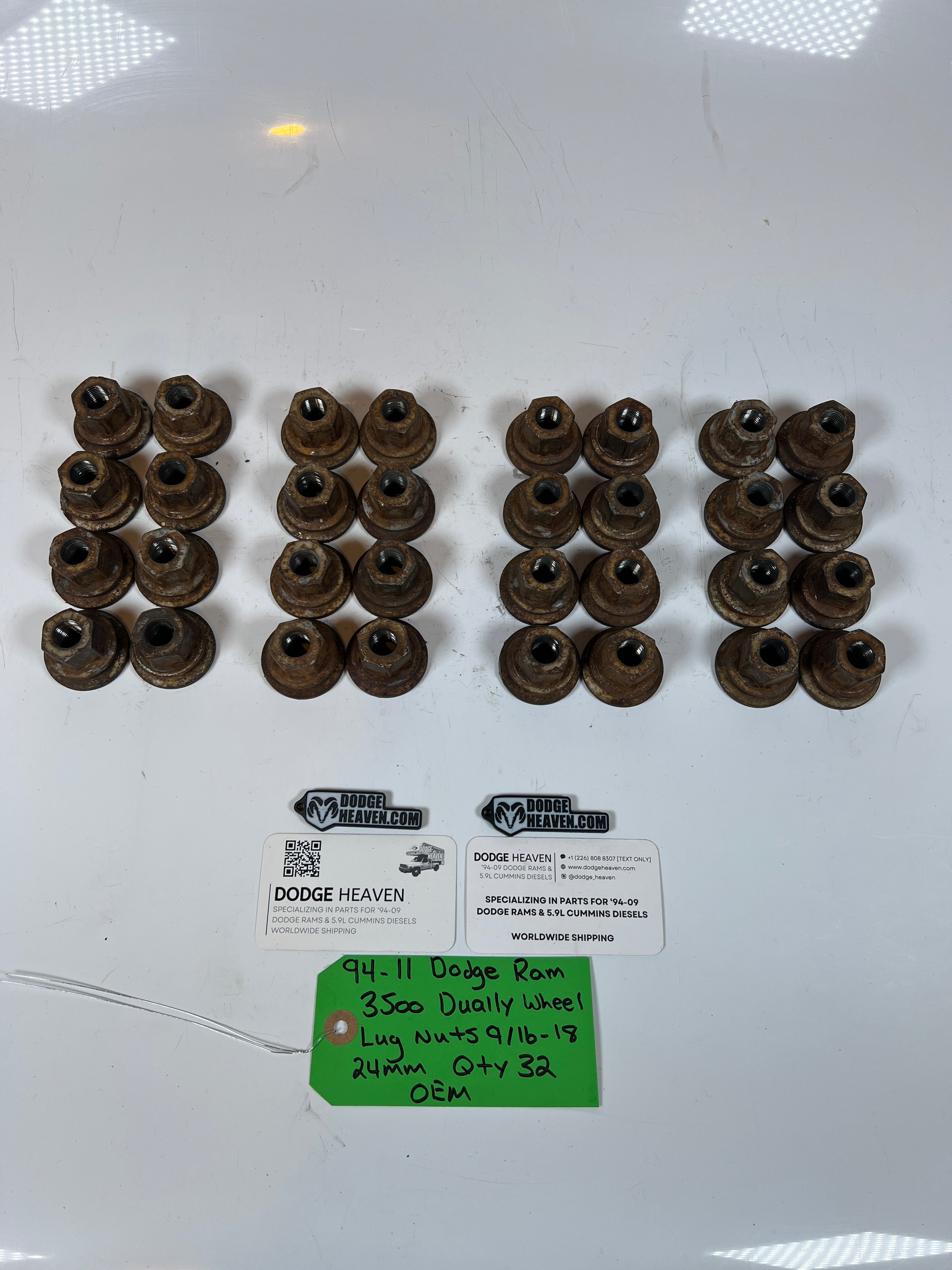 1994-2011 Dodge Ram 3500 DRW Dually Wheel Lug Nuts 9/16-18 (24MM) Qty 32