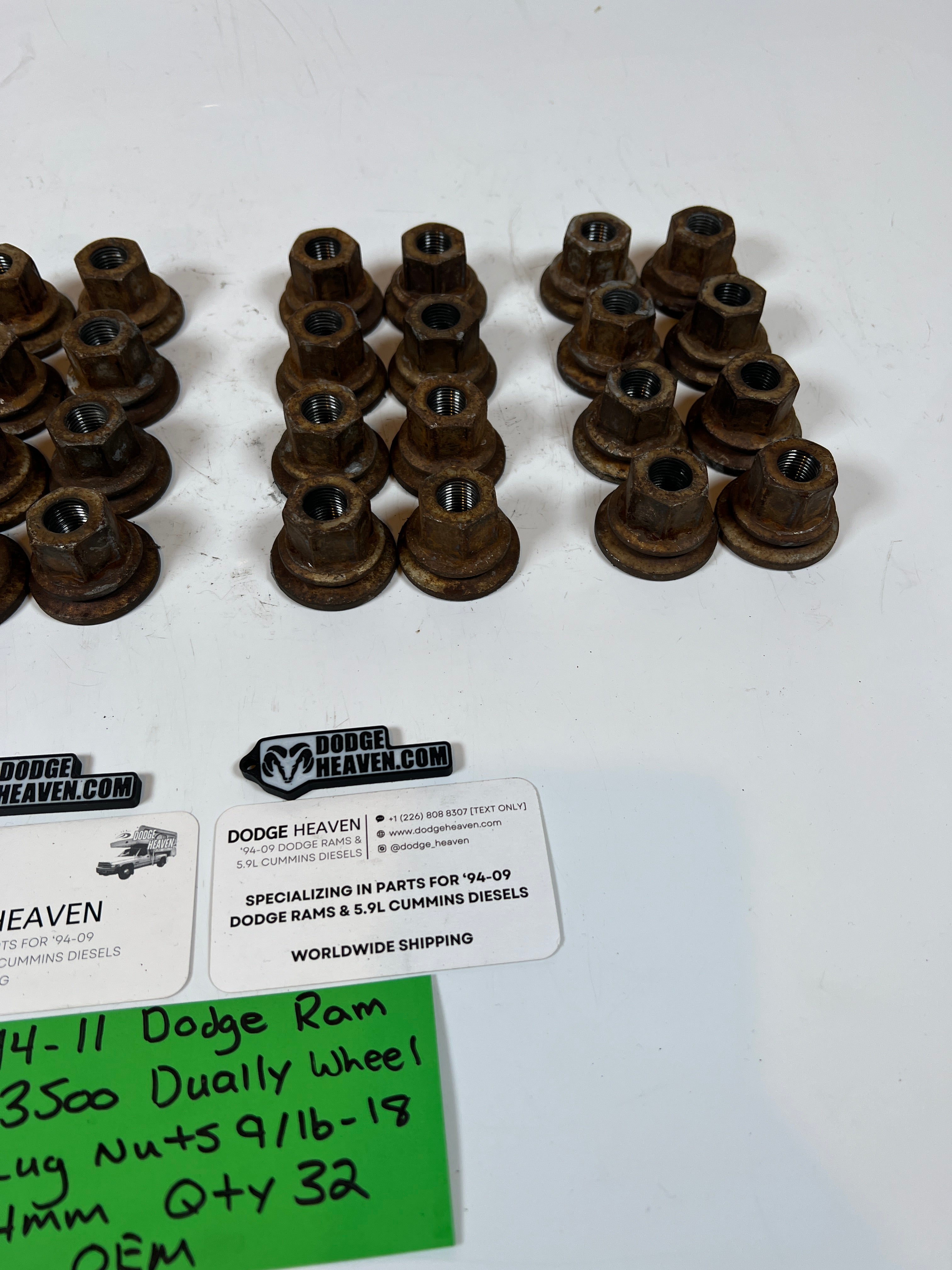 1994-2011 Dodge Ram 3500 DRW Dually Wheel Lug Nuts 9/16-18 (24MM) Qty 32