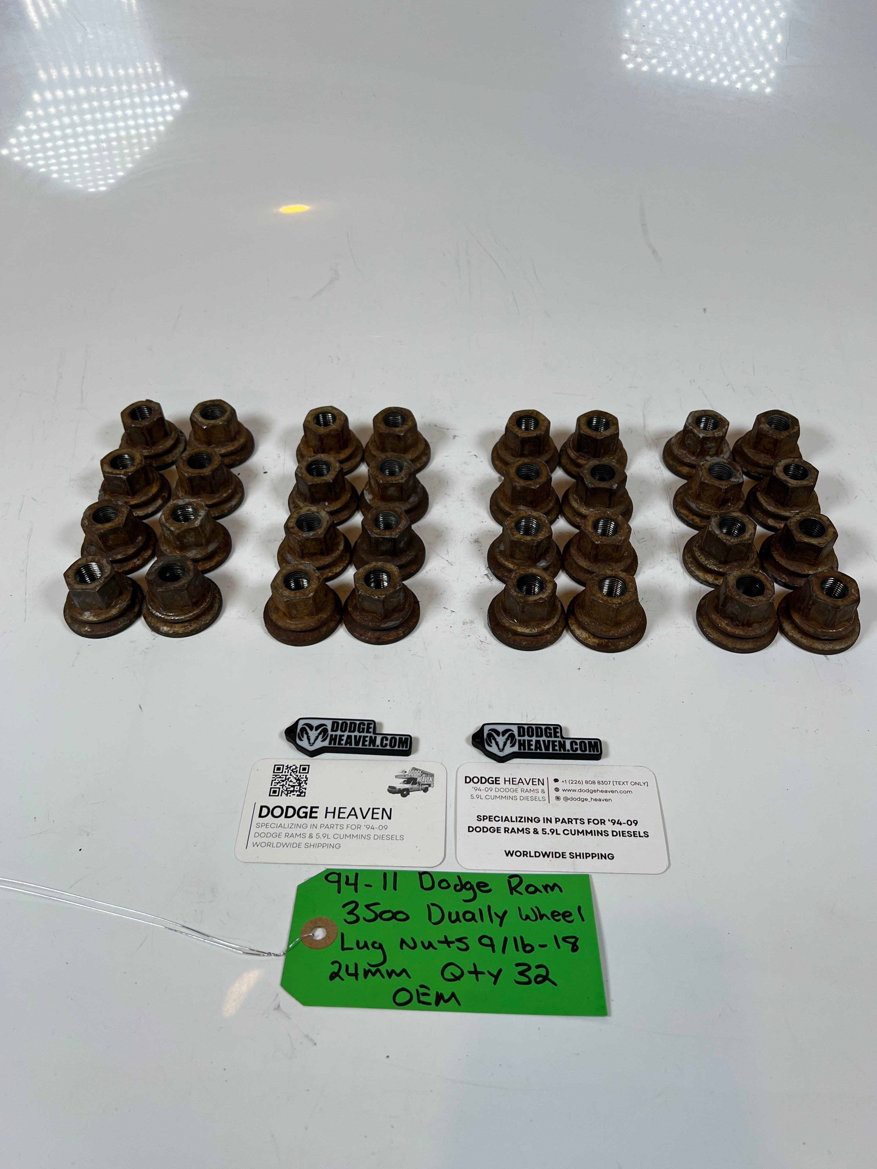 1994-2011 Dodge Ram 3500 DRW Dually Wheel Lug Nuts 9/16-18 (24MM) Qty 32
