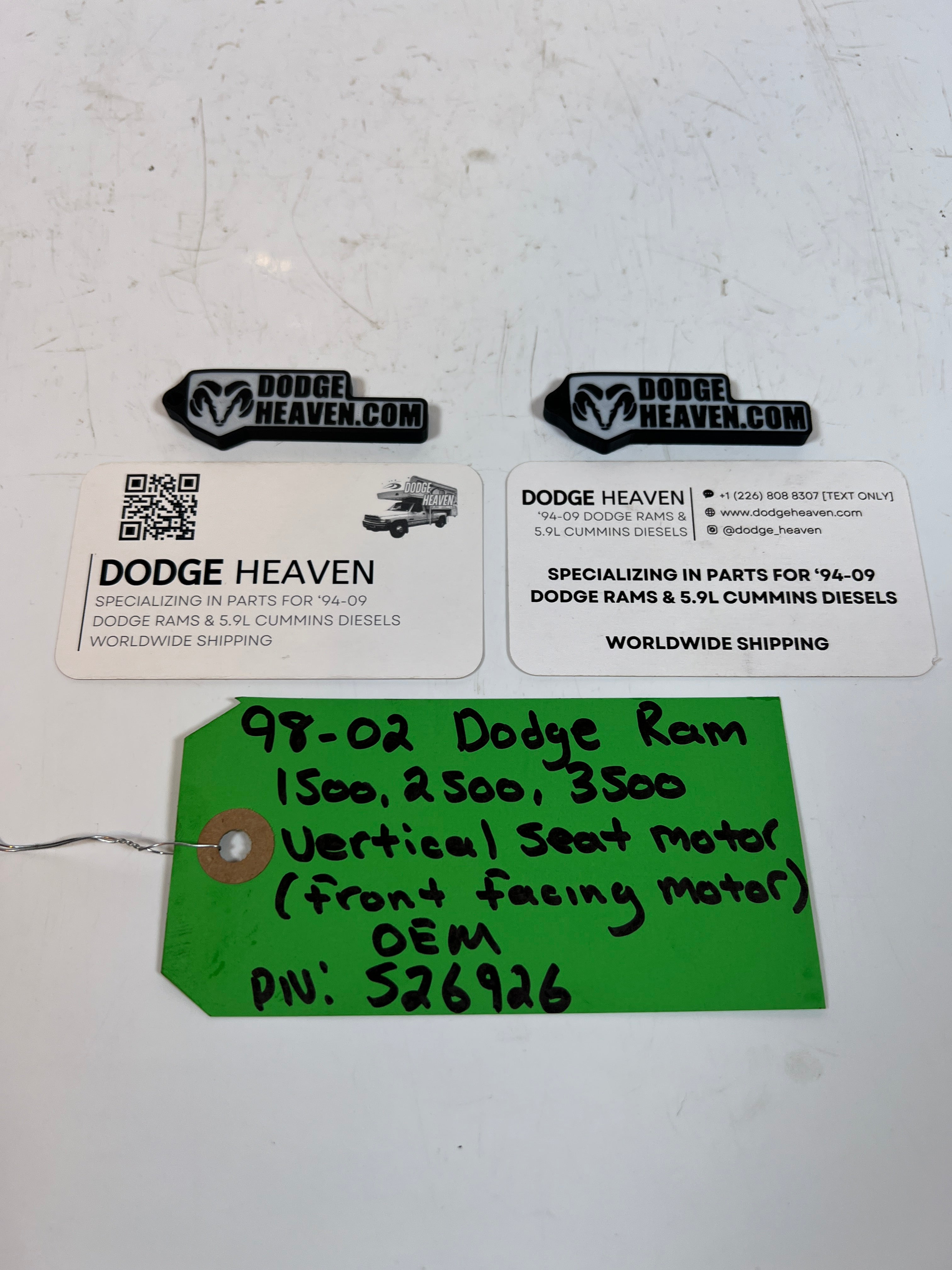 1998-2002 Dodge Ram 1500-3500 Vertical Seat Motor ( Front Facing Motor)