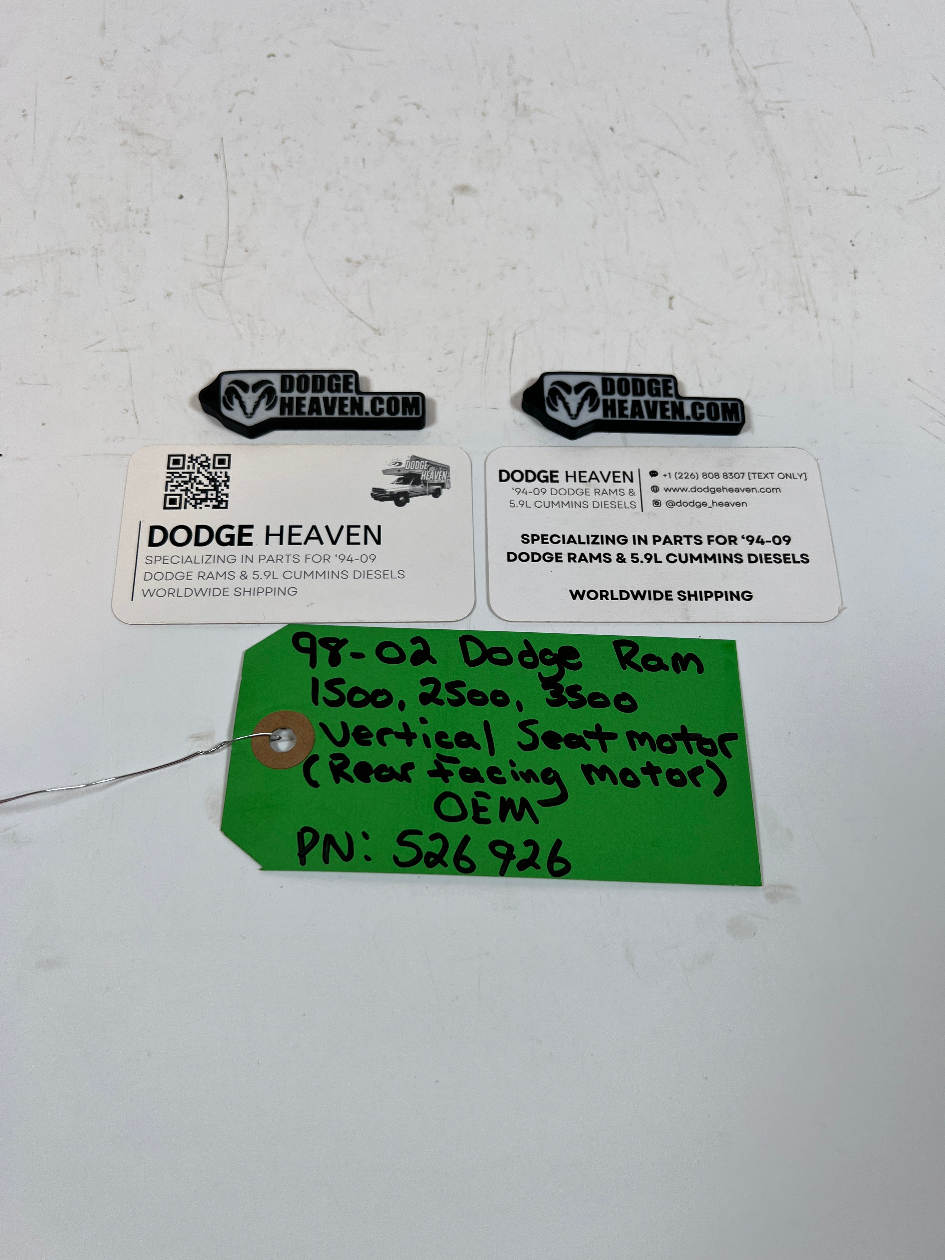 1998-2002 Dodge Ram 1500-3500 Vertical Seat Motor (Rear Facing Motor)