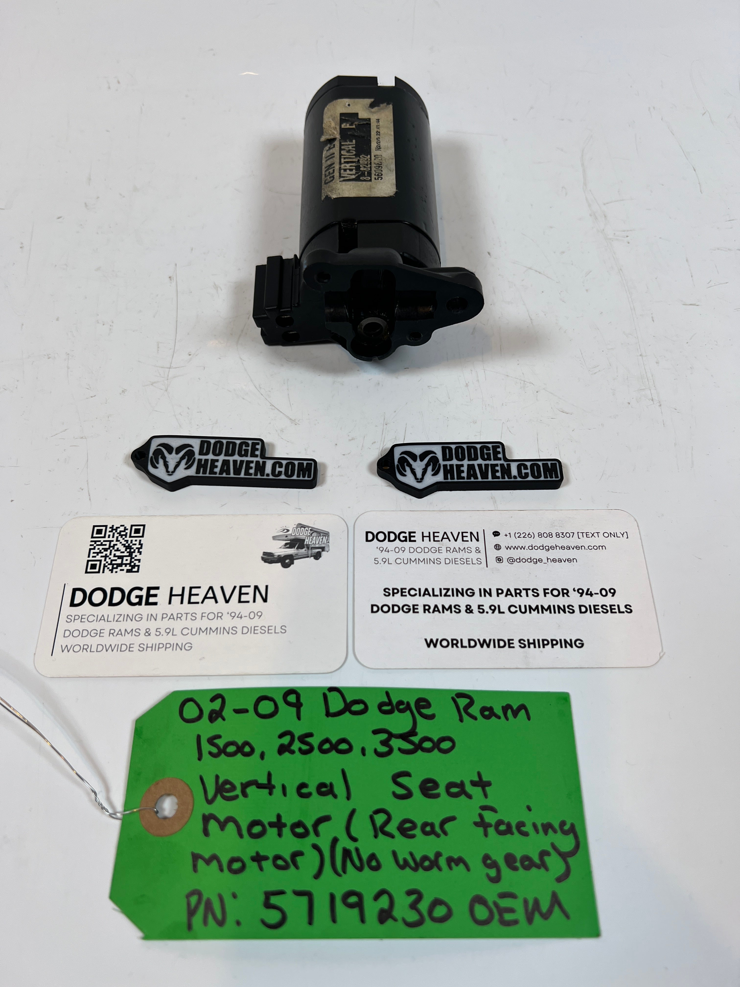 2002-2009 Dodge Ram 1500-3500 Vertical Seat Motor Rear Facing W/O Worm Gear