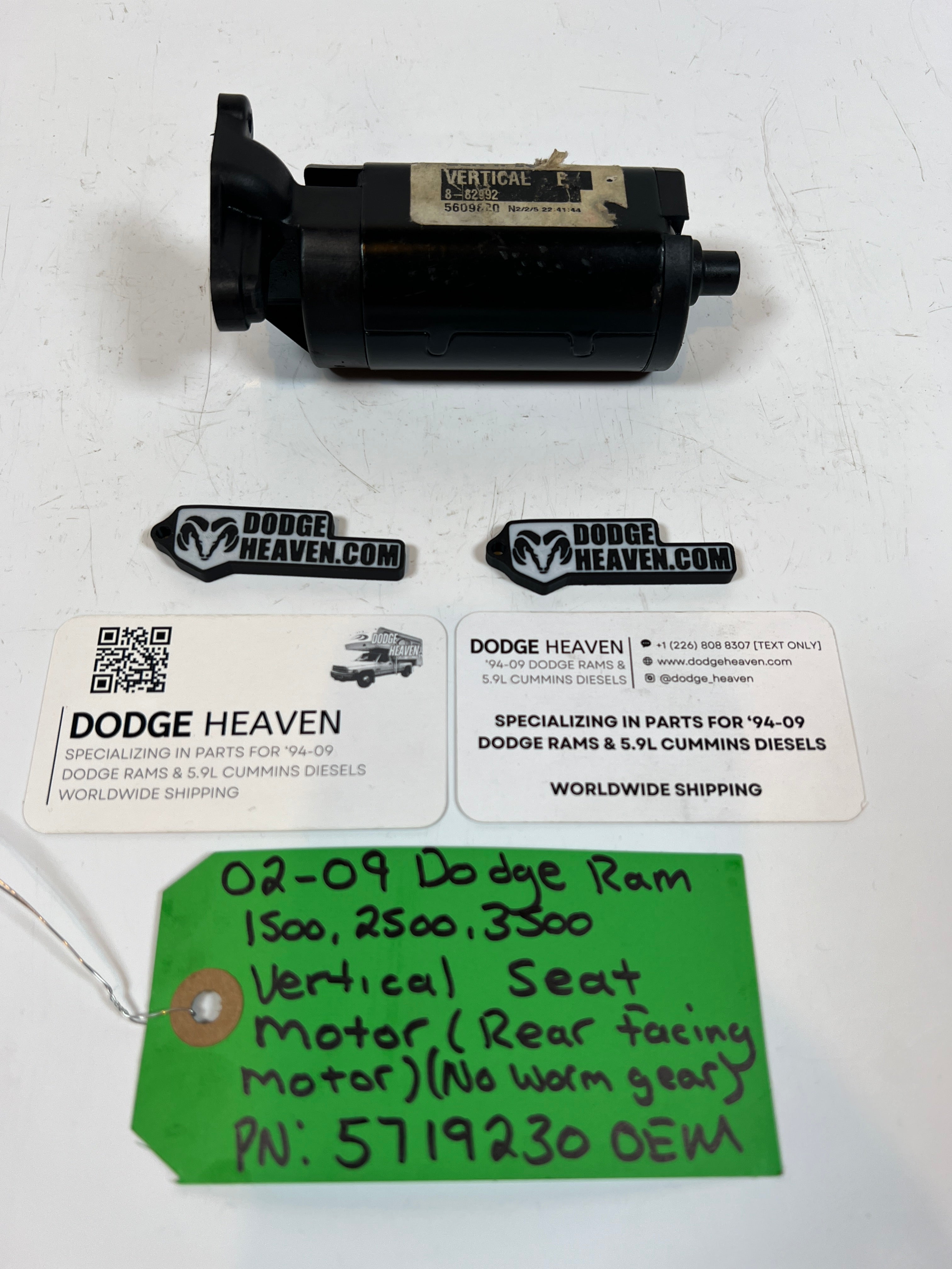 2002-2009 Dodge Ram 1500-3500 Vertical Seat Motor Rear Facing W/O Worm Gear