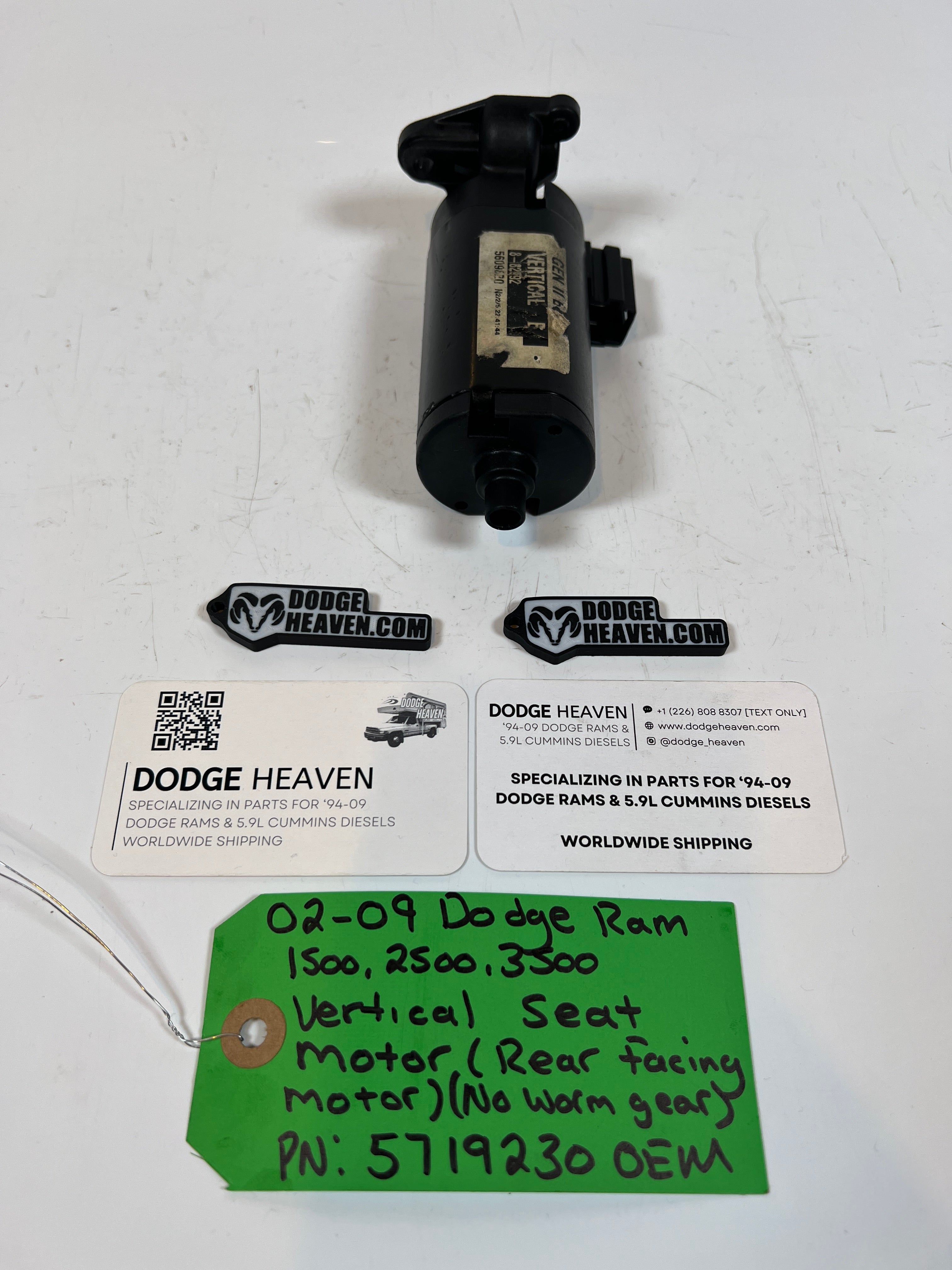 2002-2009 Dodge Ram 1500-3500 Vertical Seat Motor Rear Facing W/O Worm Gear