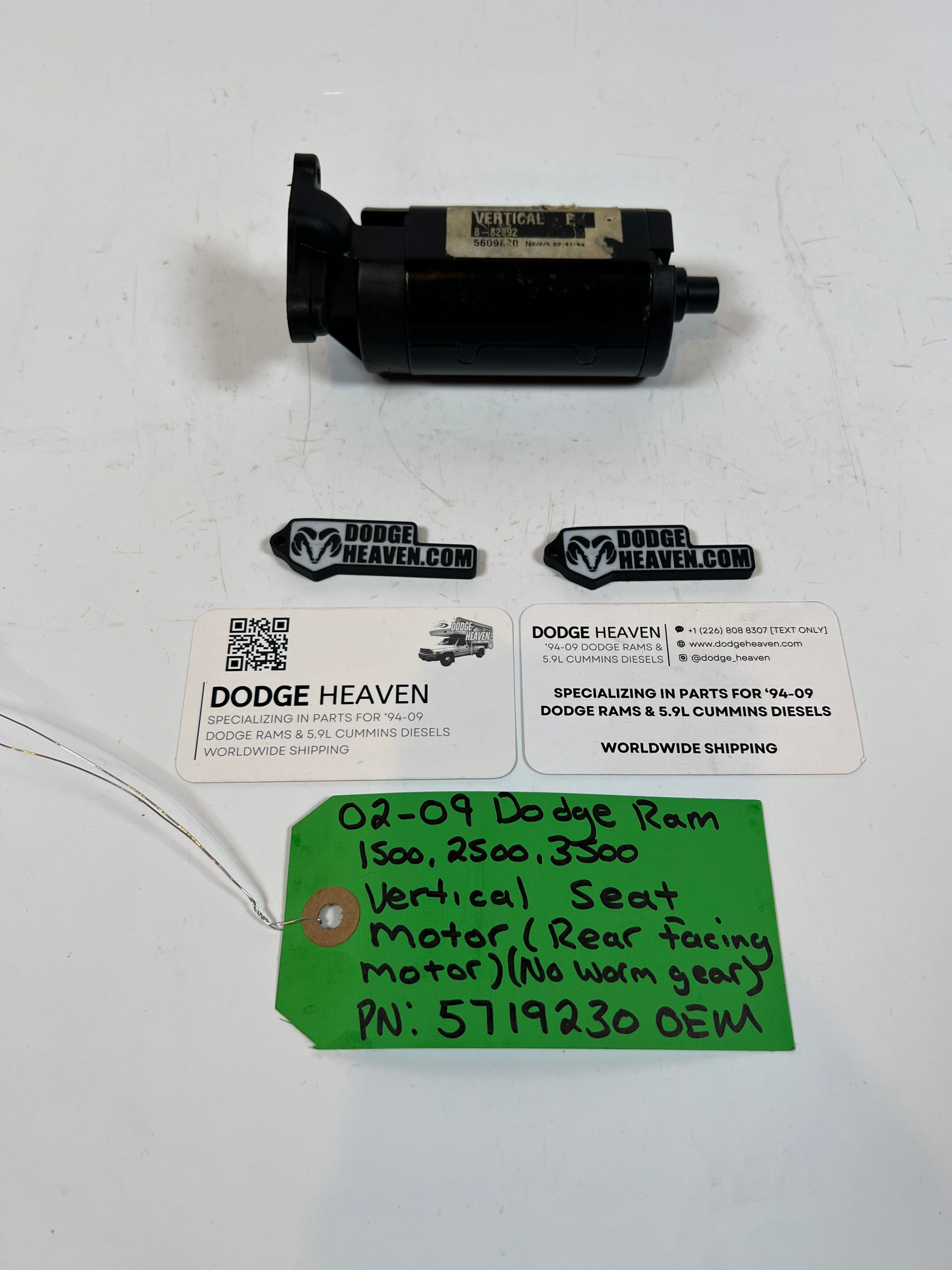 2002-2009 Dodge Ram 1500-3500 Vertical Seat Motor Rear Facing W/O Worm Gear