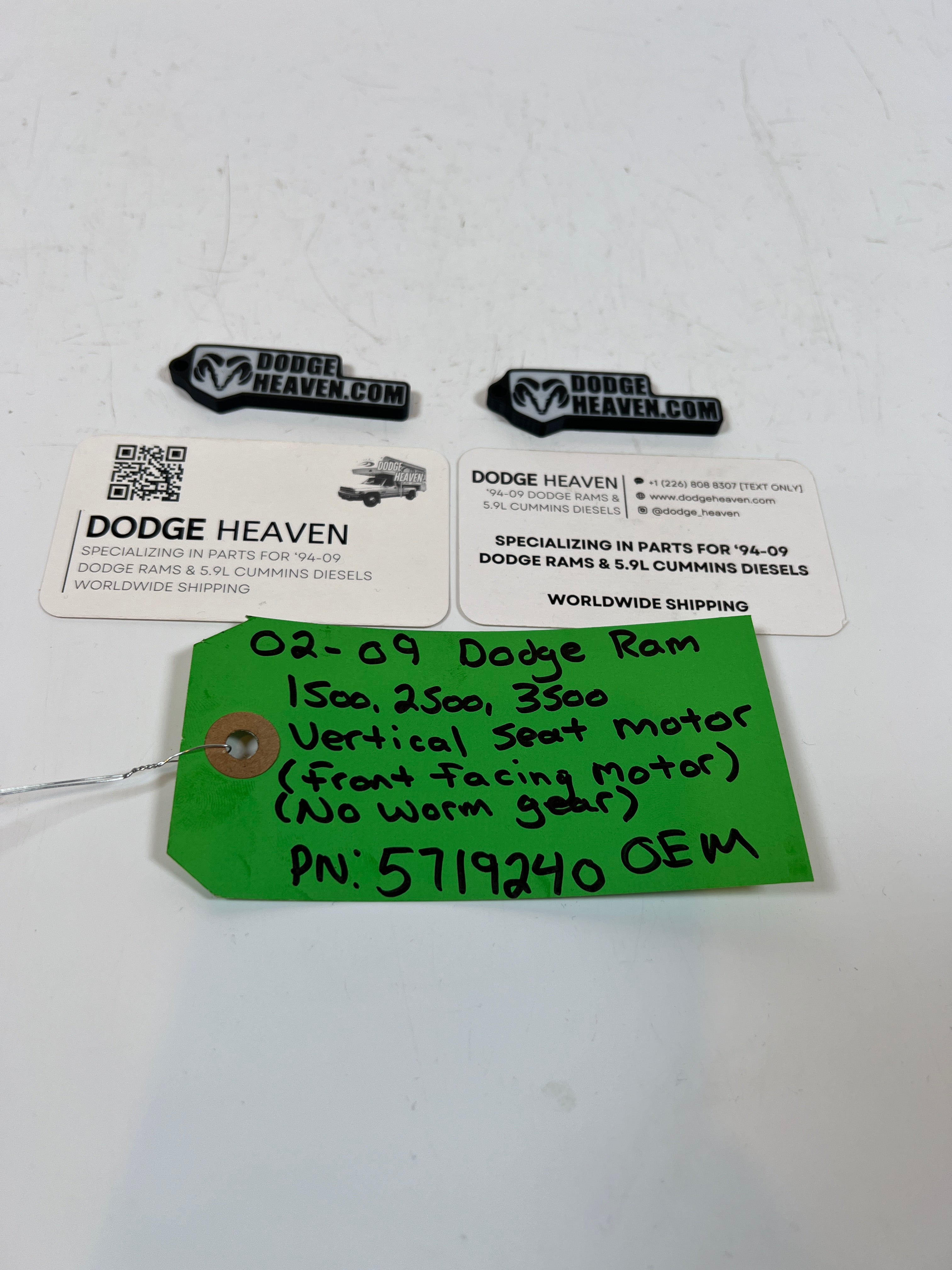 2002-2009 Dodge Ram Vertical Seat Motor Front Facing W/O Worm Gear