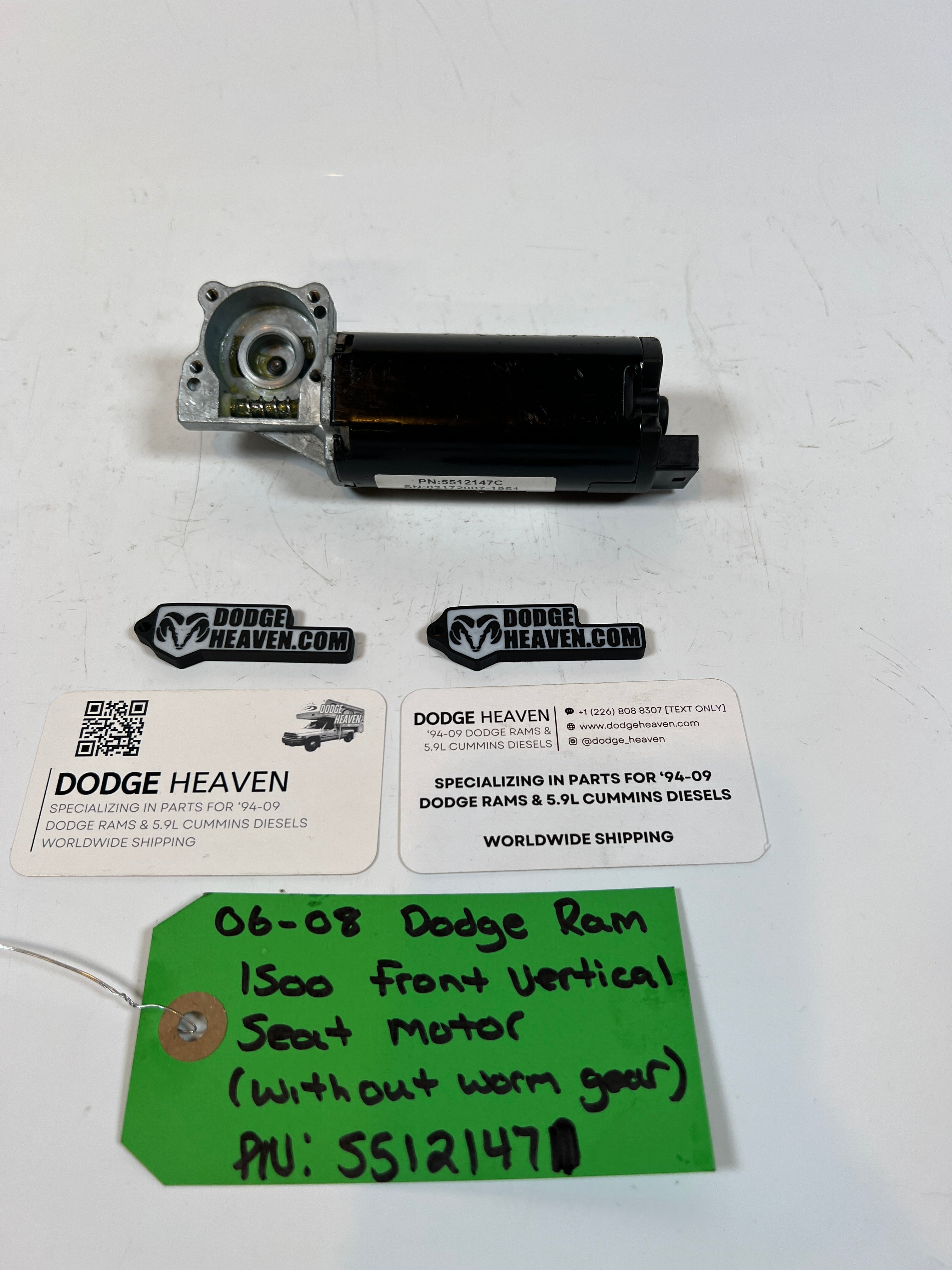2006-2008 Dodge Ram 1500 Front Vertical Seat Motor W/O Worm Gear
