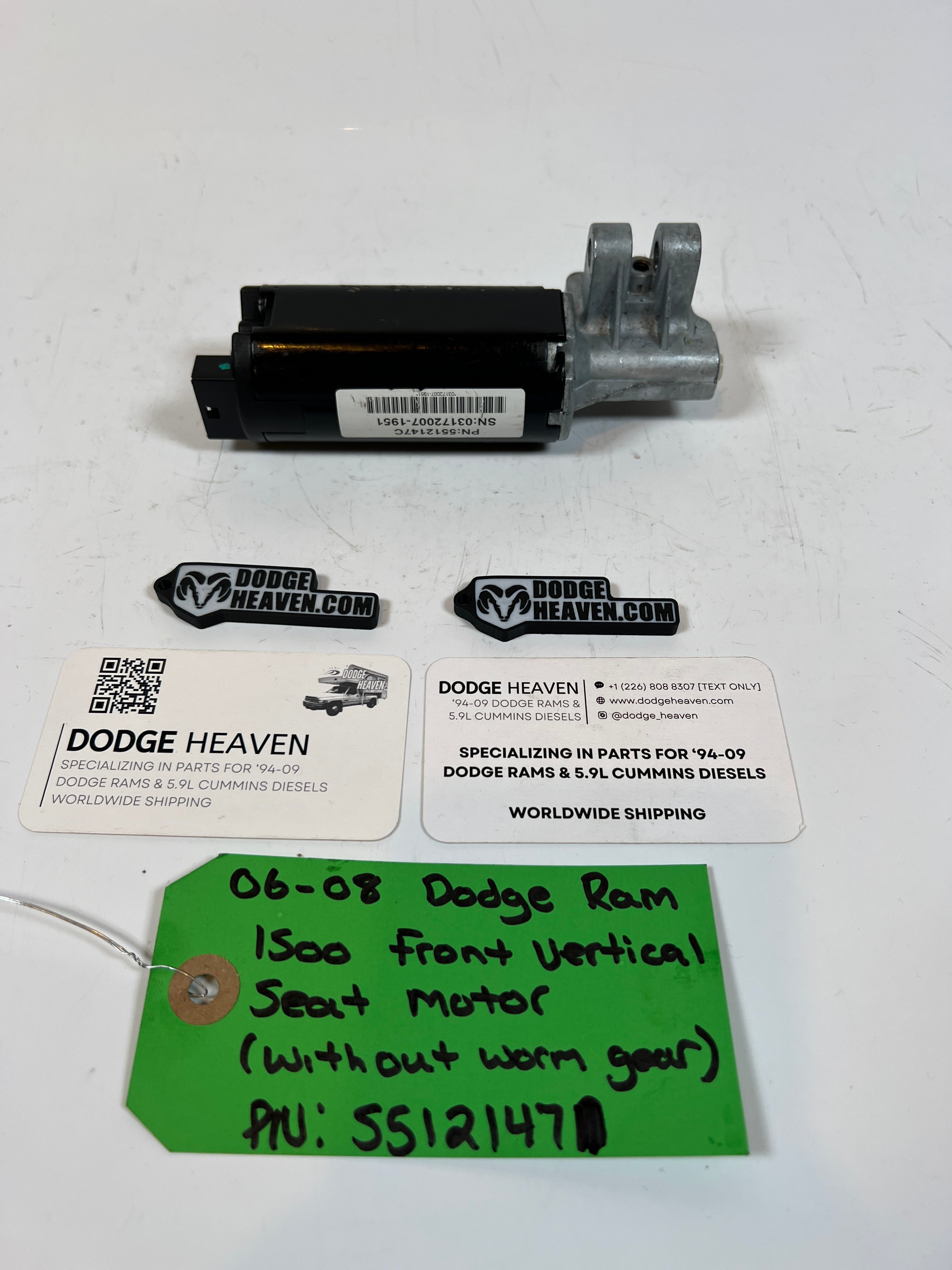2006-2008 Dodge Ram 1500 Front Vertical Seat Motor W/O Worm Gear