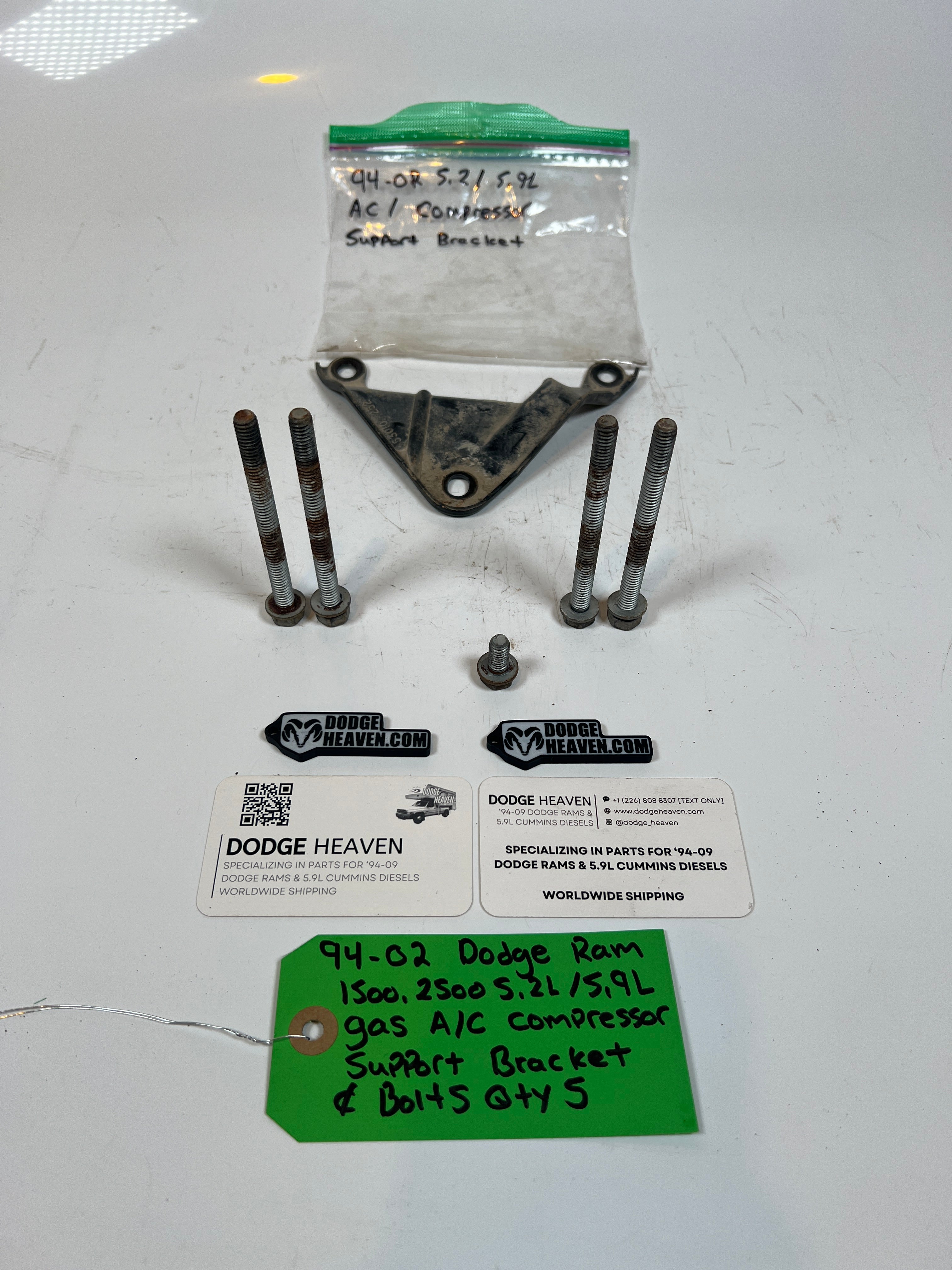 1994-2002 Dodge Ram 1500 2500 5.2/5.9L Gas A/C Comp Support Bracket & Bolts