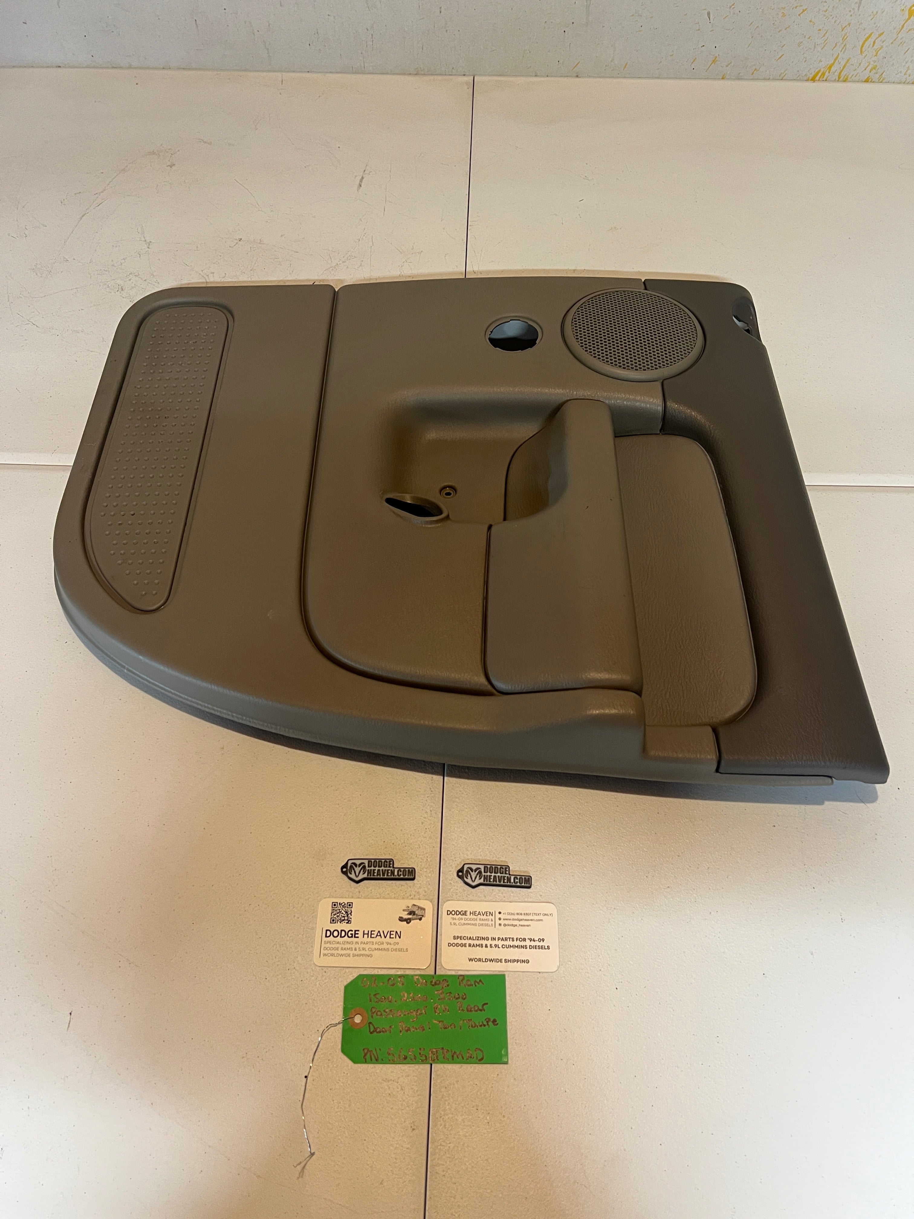 2002-2005 Dodge Ram 1500-3500 Passenger RH Rear Door Panel Tan / Taupe