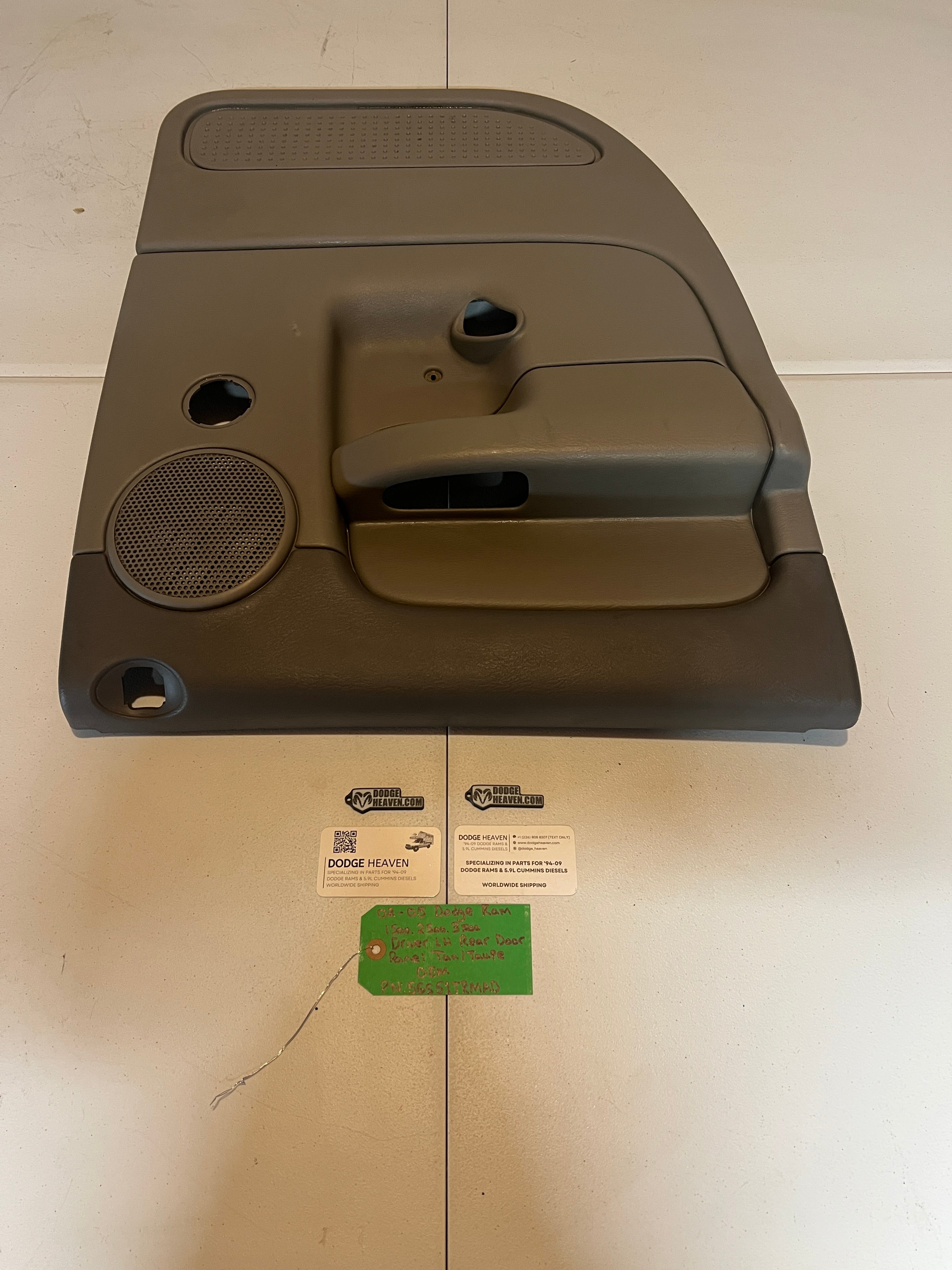 2002-2005 Dodge Ram 1500 2500 3500 Driver LH Rear Door Panel Tan / Taupe