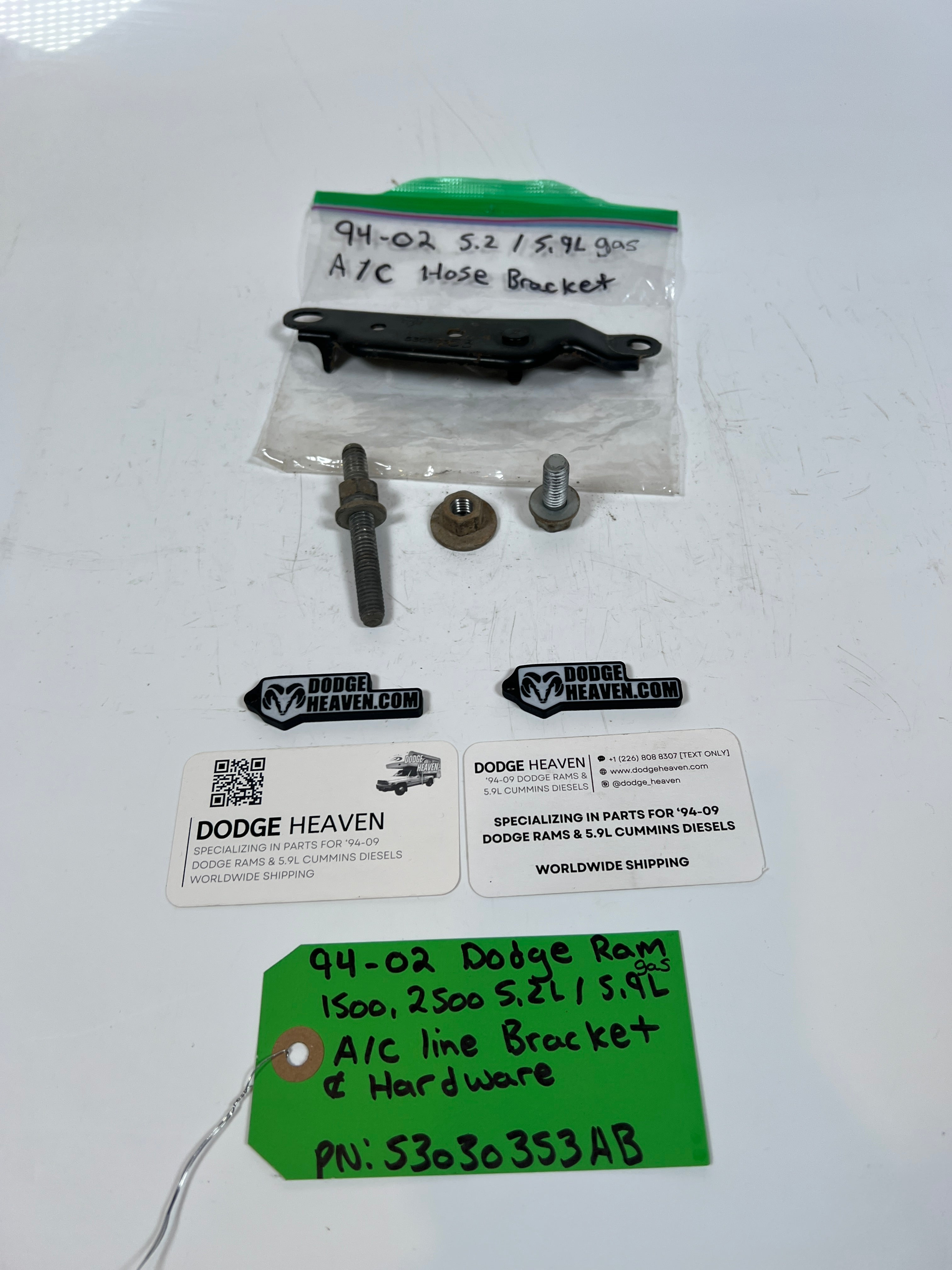 1994-2002 Dodge Ram 1500 2500 5.2L/5.9L Gas A/C Line Bracket & Hardware